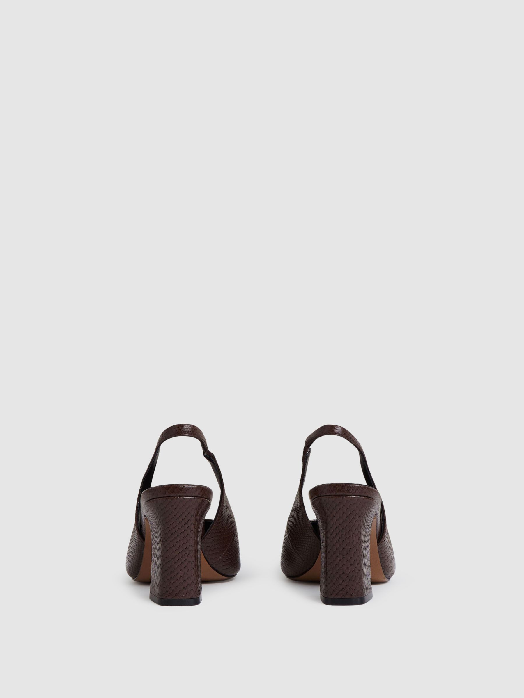 Leather Slingback Court Shoes in Chocolate - image 4
