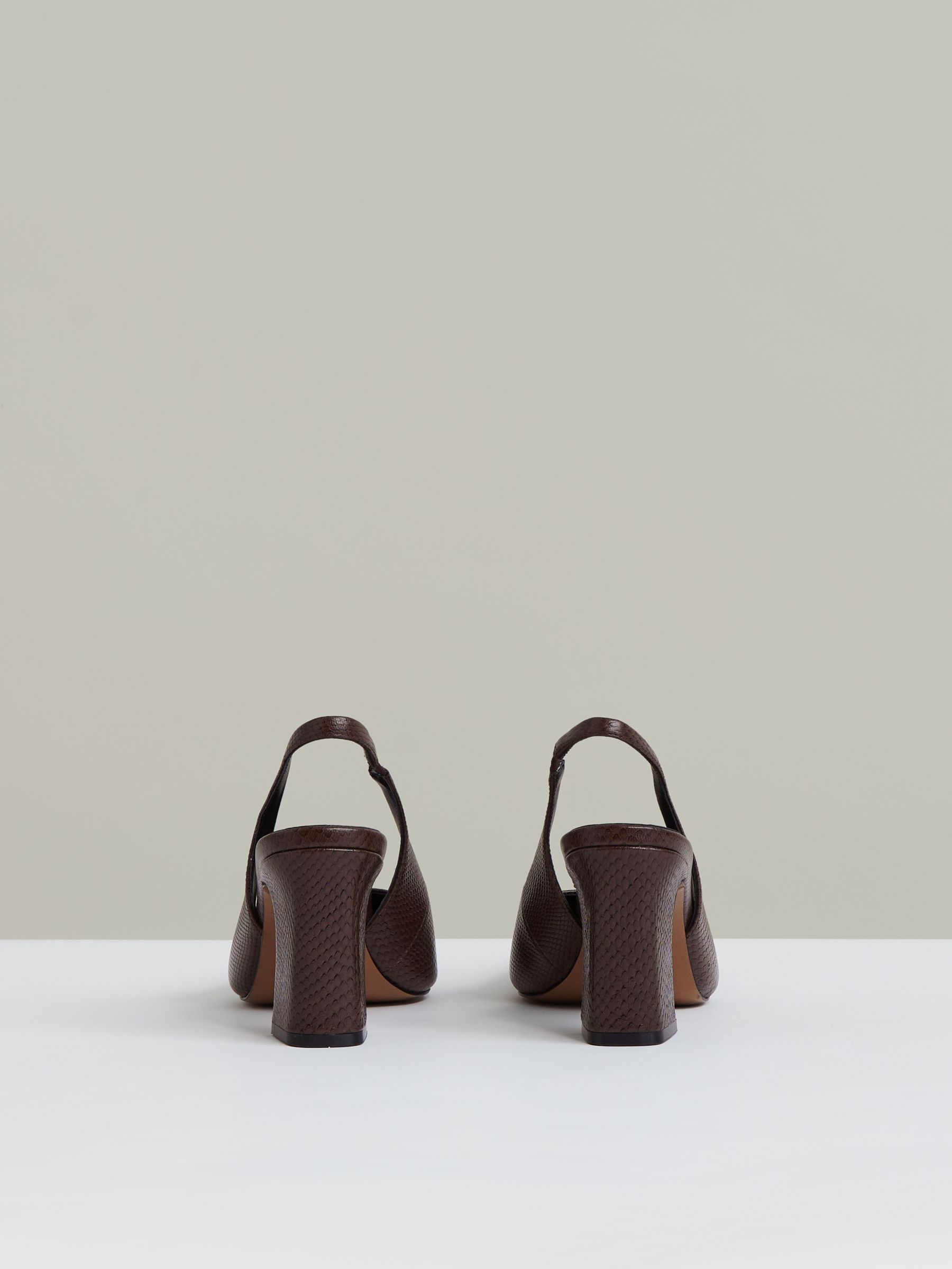 Leather Slingback Court Shoes in Chocolate - Image 4 of 5