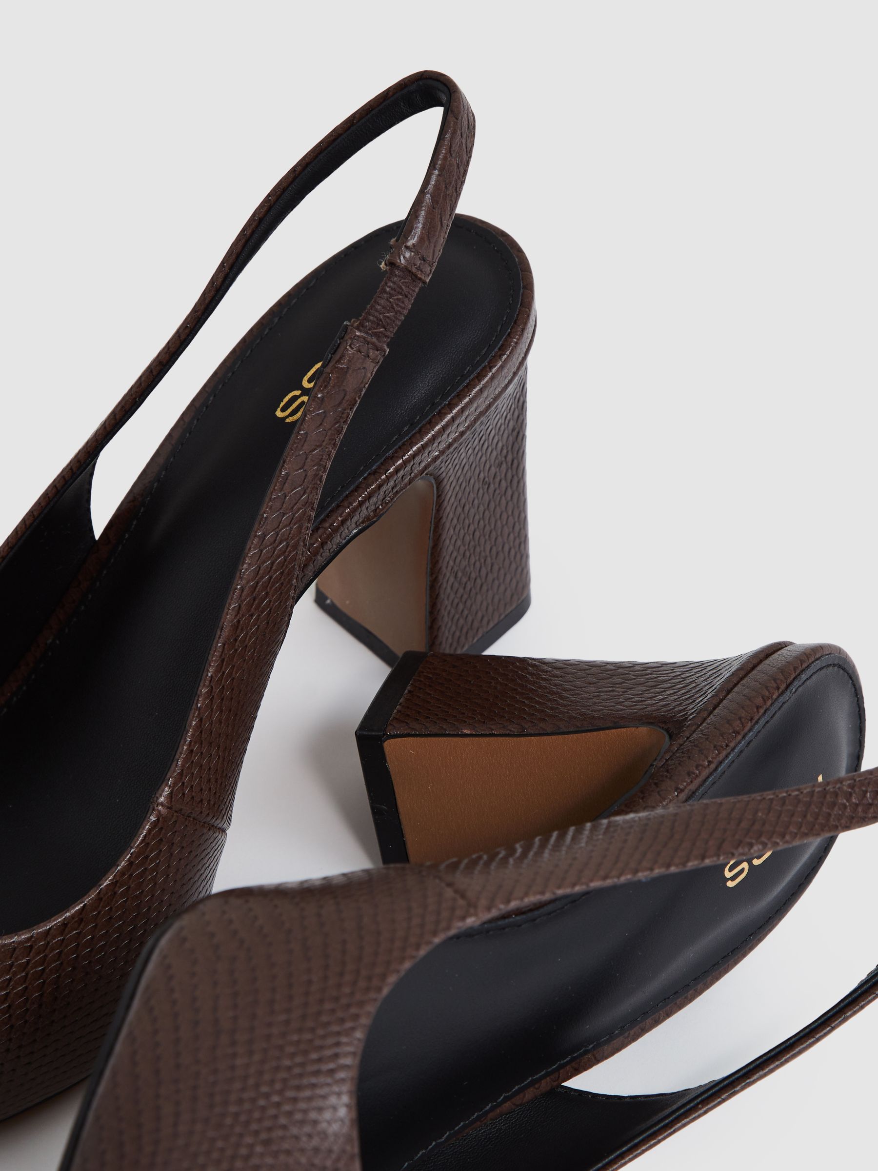 Leather Slingback Court Shoes in Chocolate - image 3