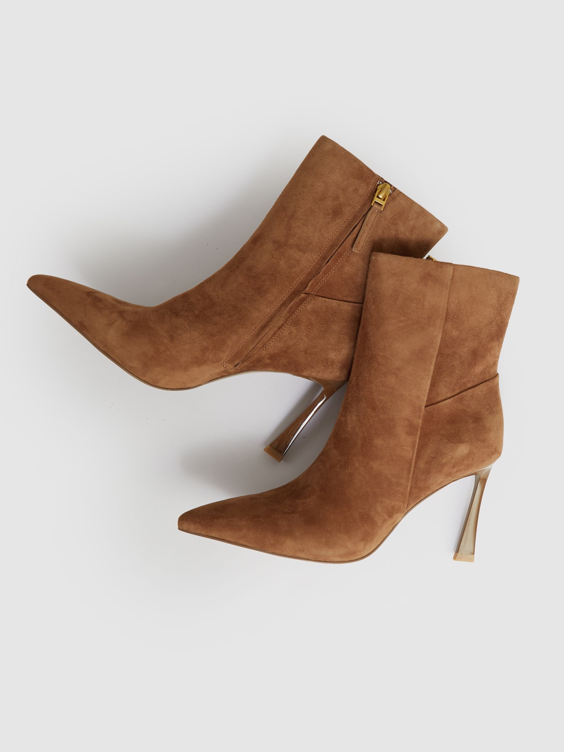 Suede High Heeled Ankle Boots in Tan - Image 3 of 4