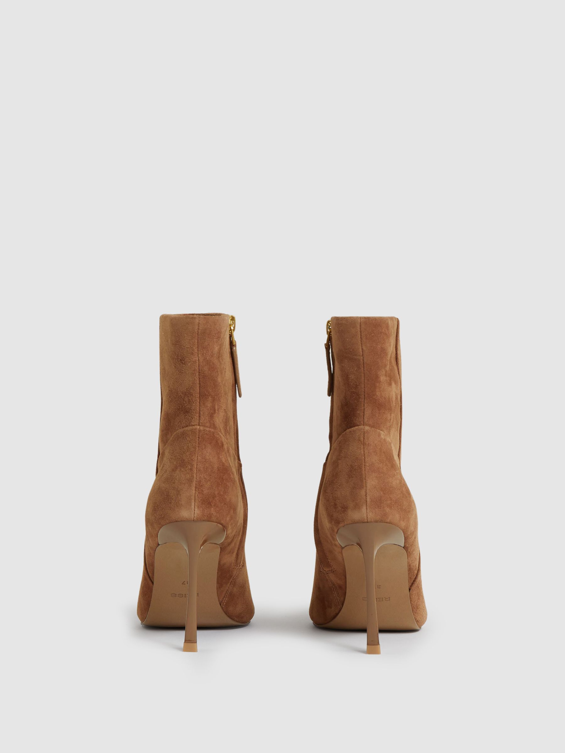 High Heeled Leather Ankle Boots in Tan - image 3