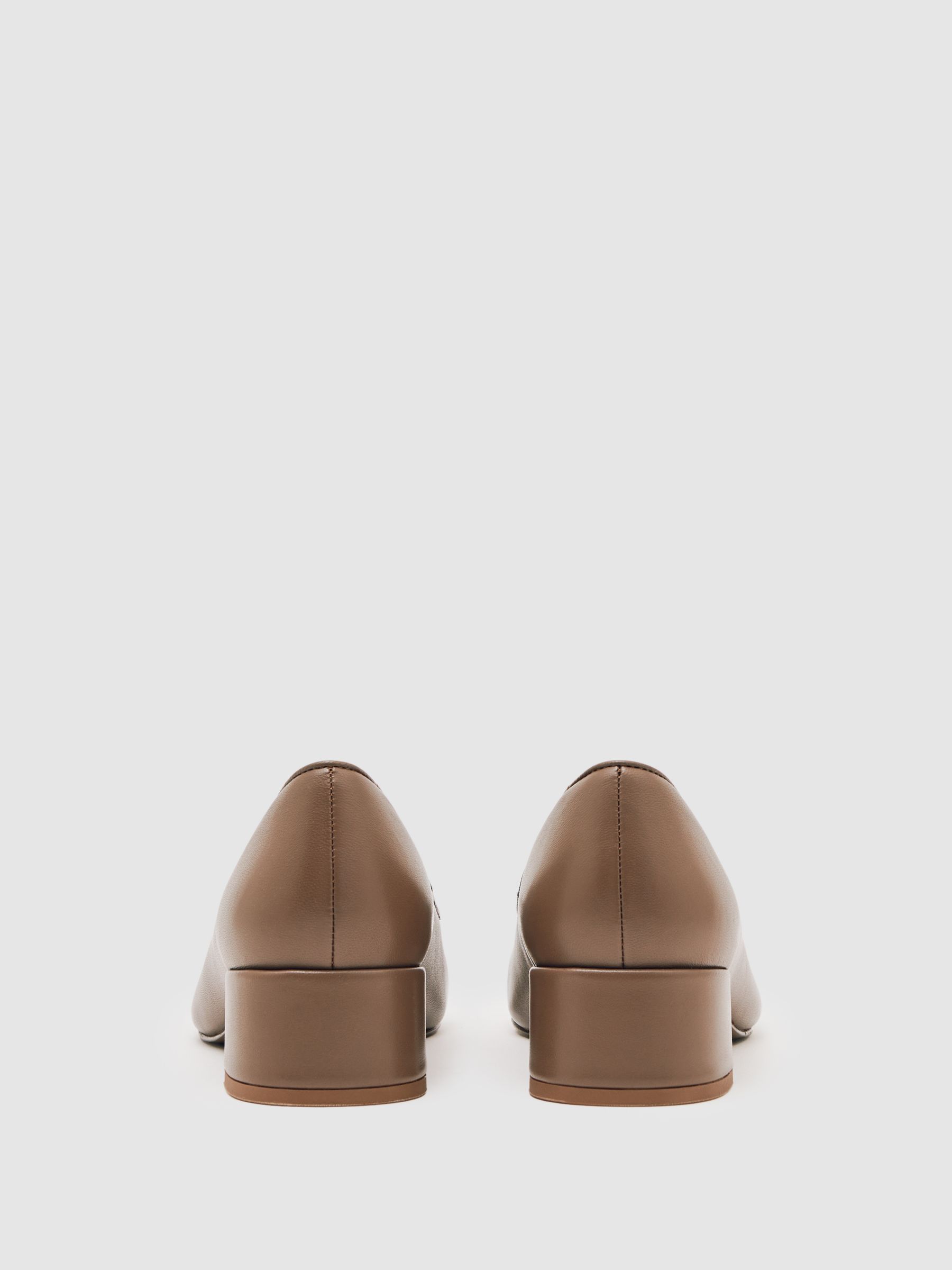 Leather Block Heel Ballerina Shoes in Neutral - Image 4 of 5