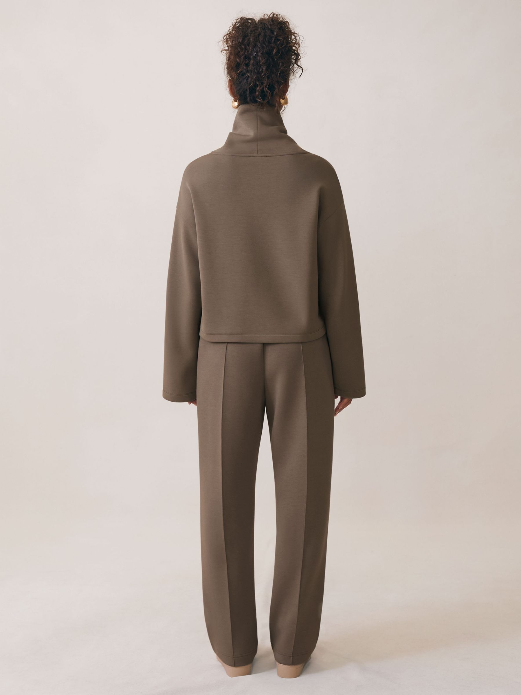 Premium Interlock Funnel-Neck Sweatshirt in Khaki Green - image 4