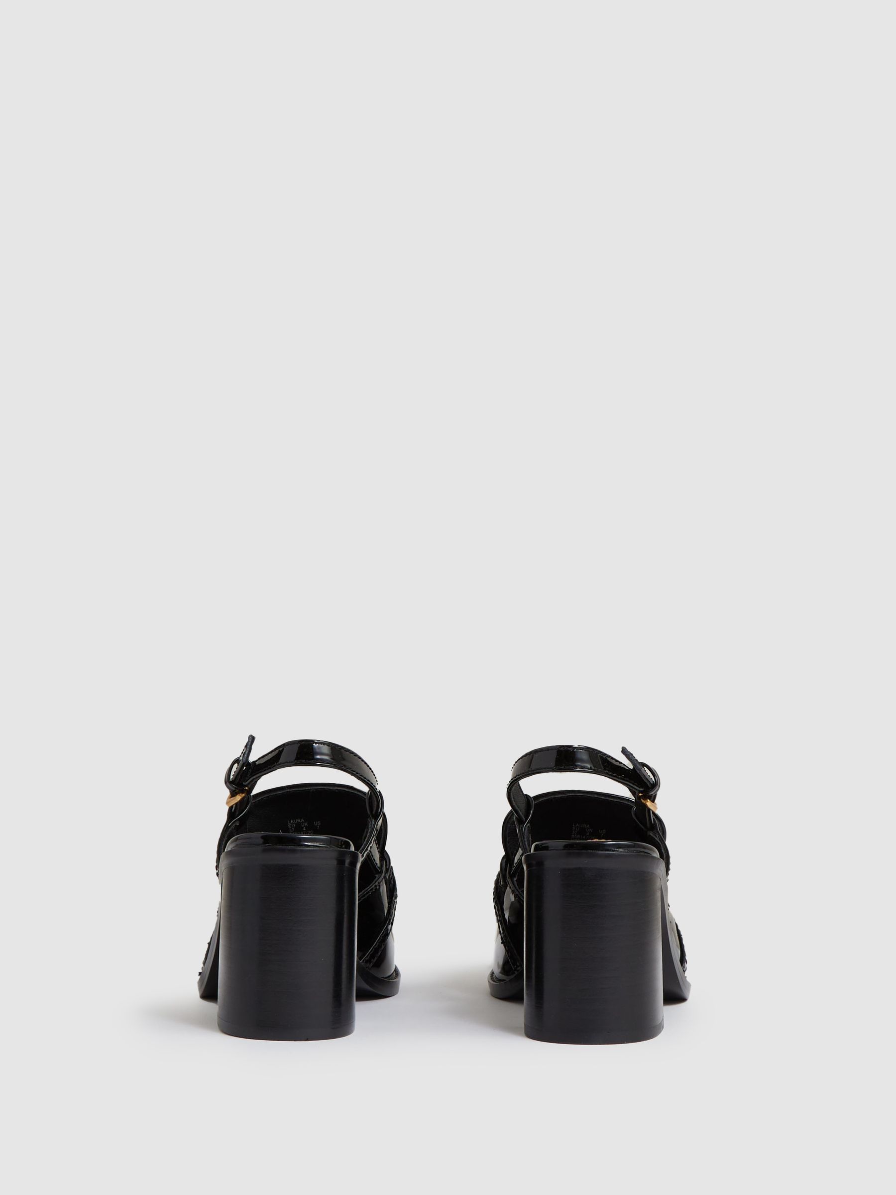 Patent Leather Slingback Heeled Loafers in Black - image 4