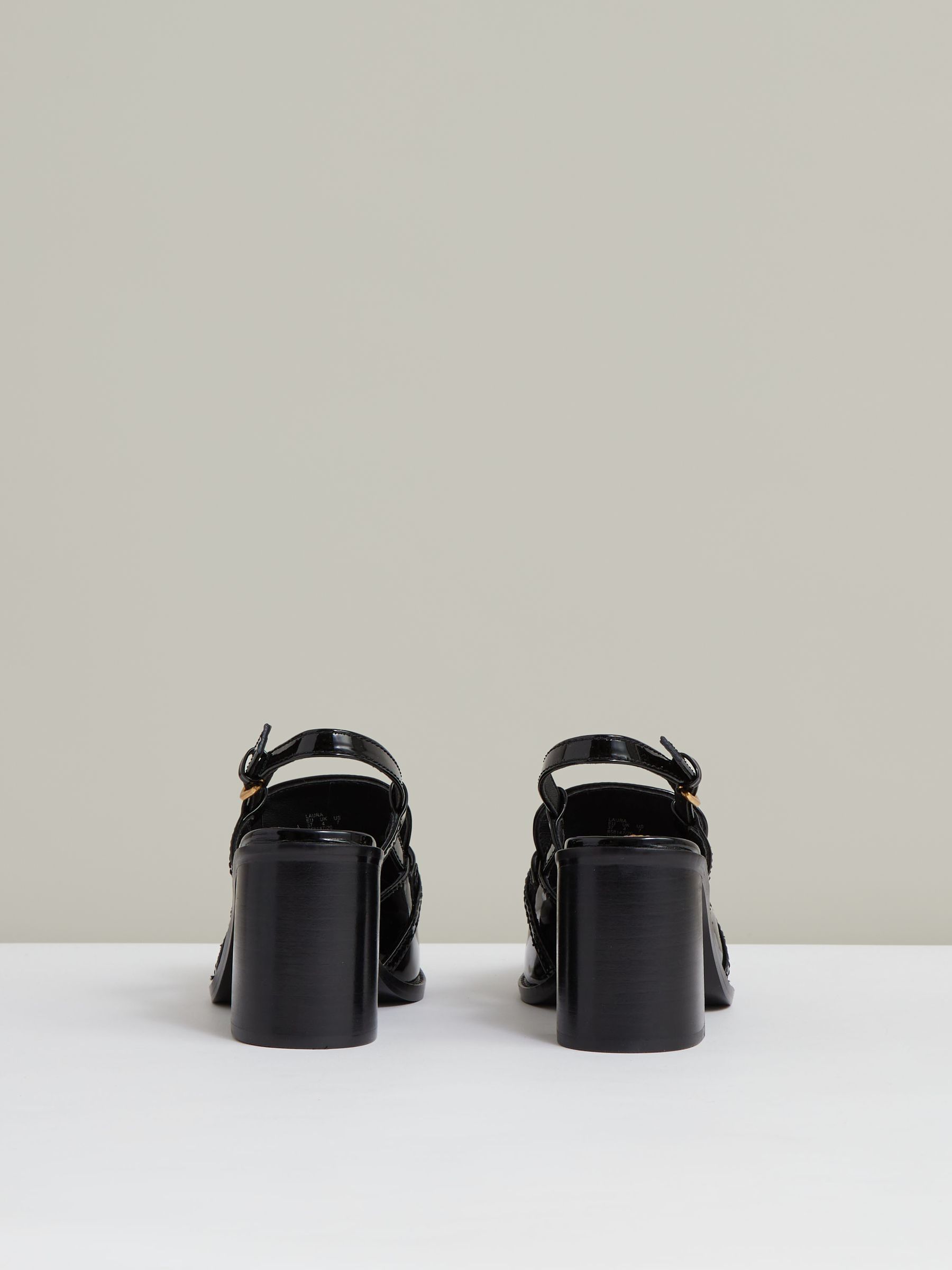 Patent Leather Slingback Heeled Loafers in Black - Image 5 of 5