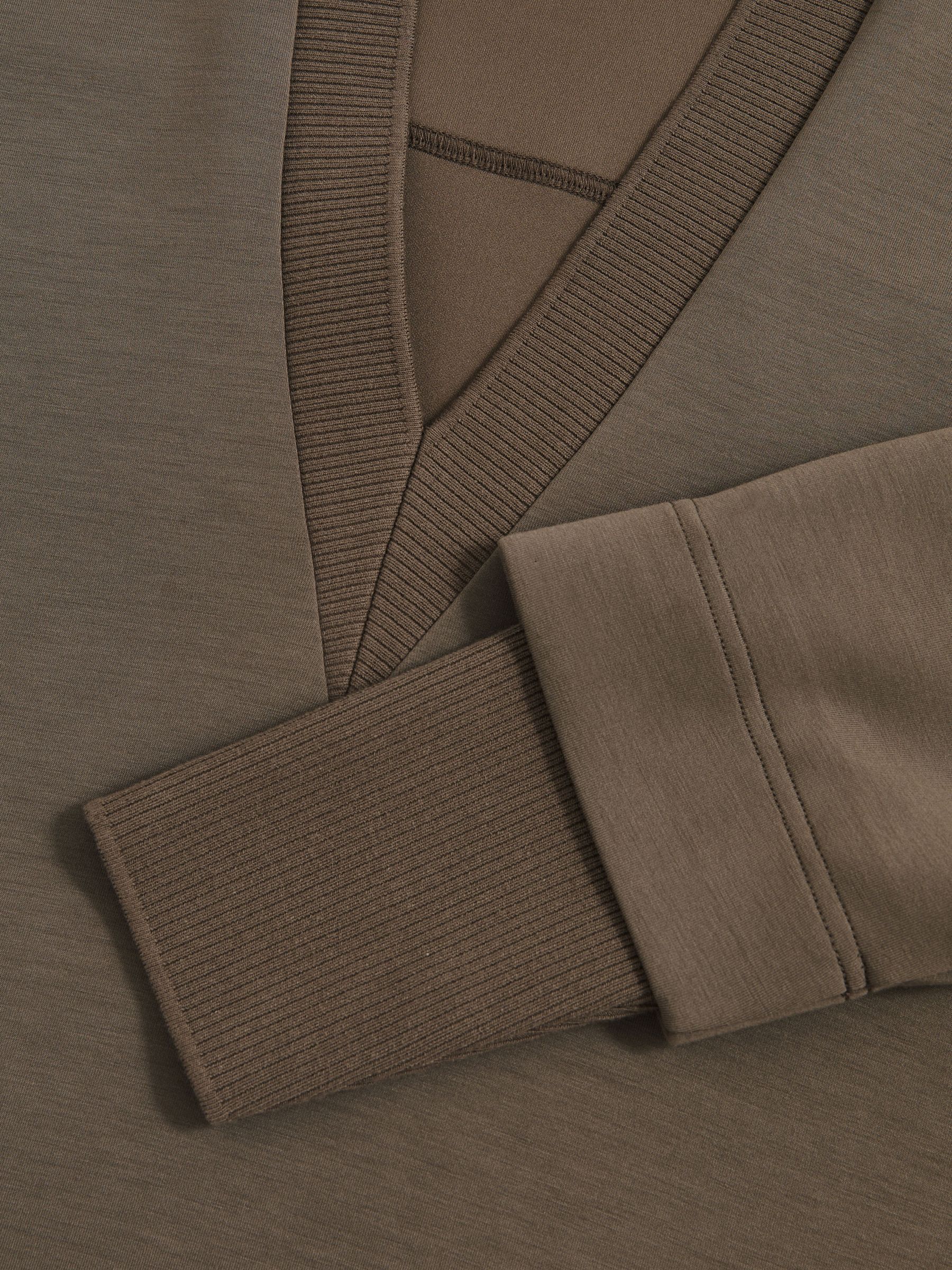 Premium Interlock Open-Collar Sweatshirt in Khaki Green - image 3