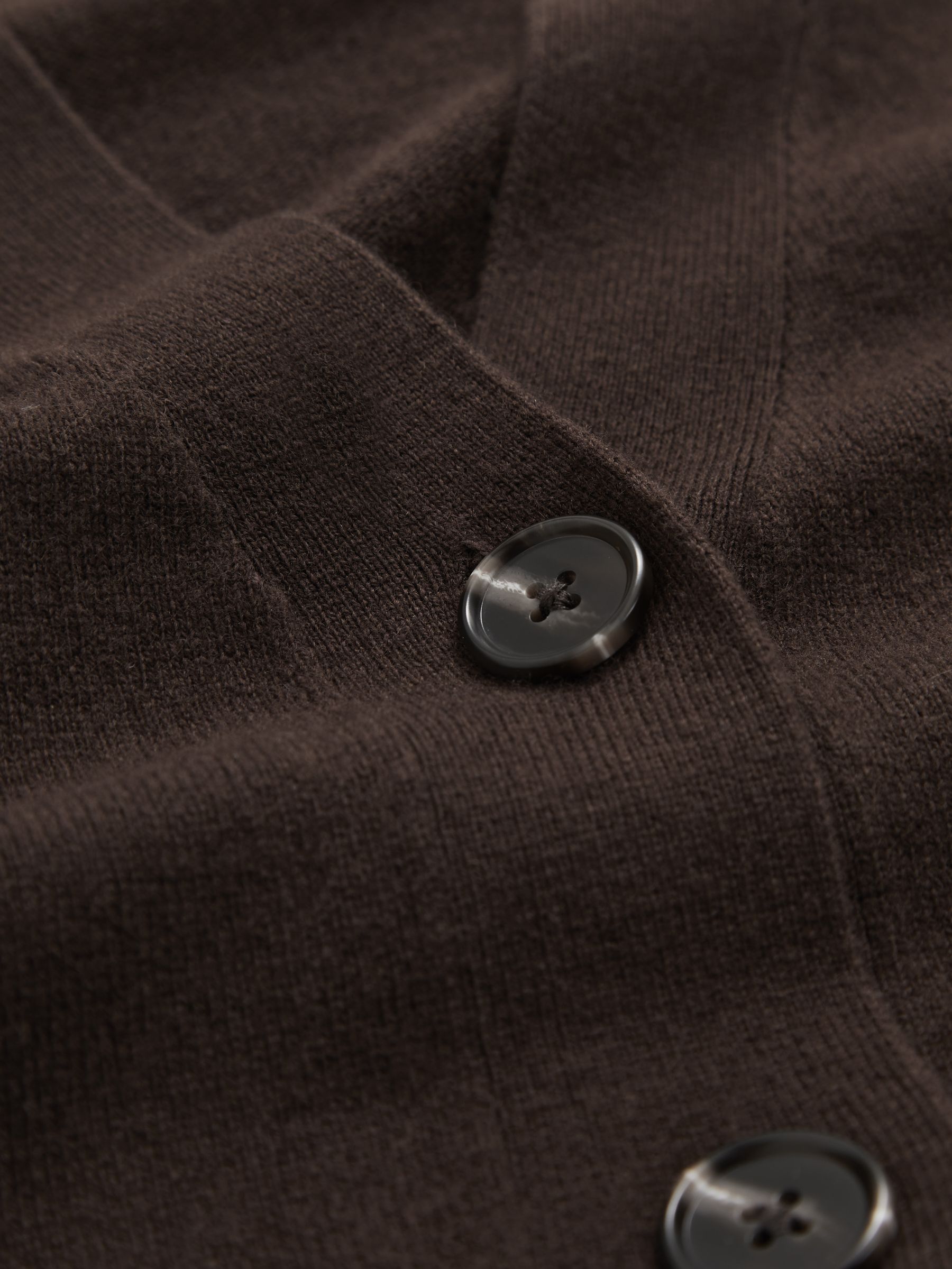 Wool-Blend Fitted Cardigan With Cashmere in Chocolate - Image 6 of 6