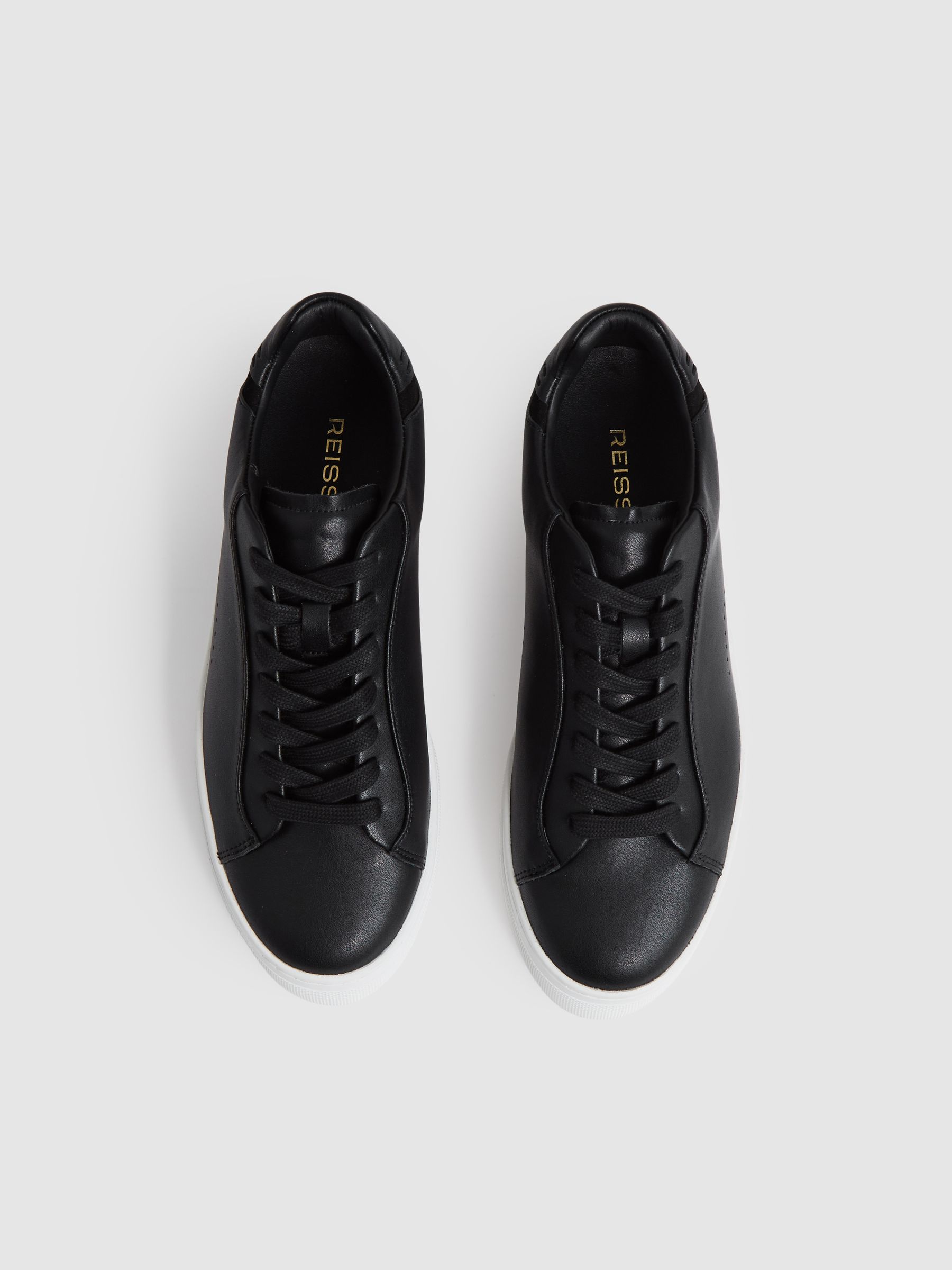Leather Low-Top Trainers in Black - image 2