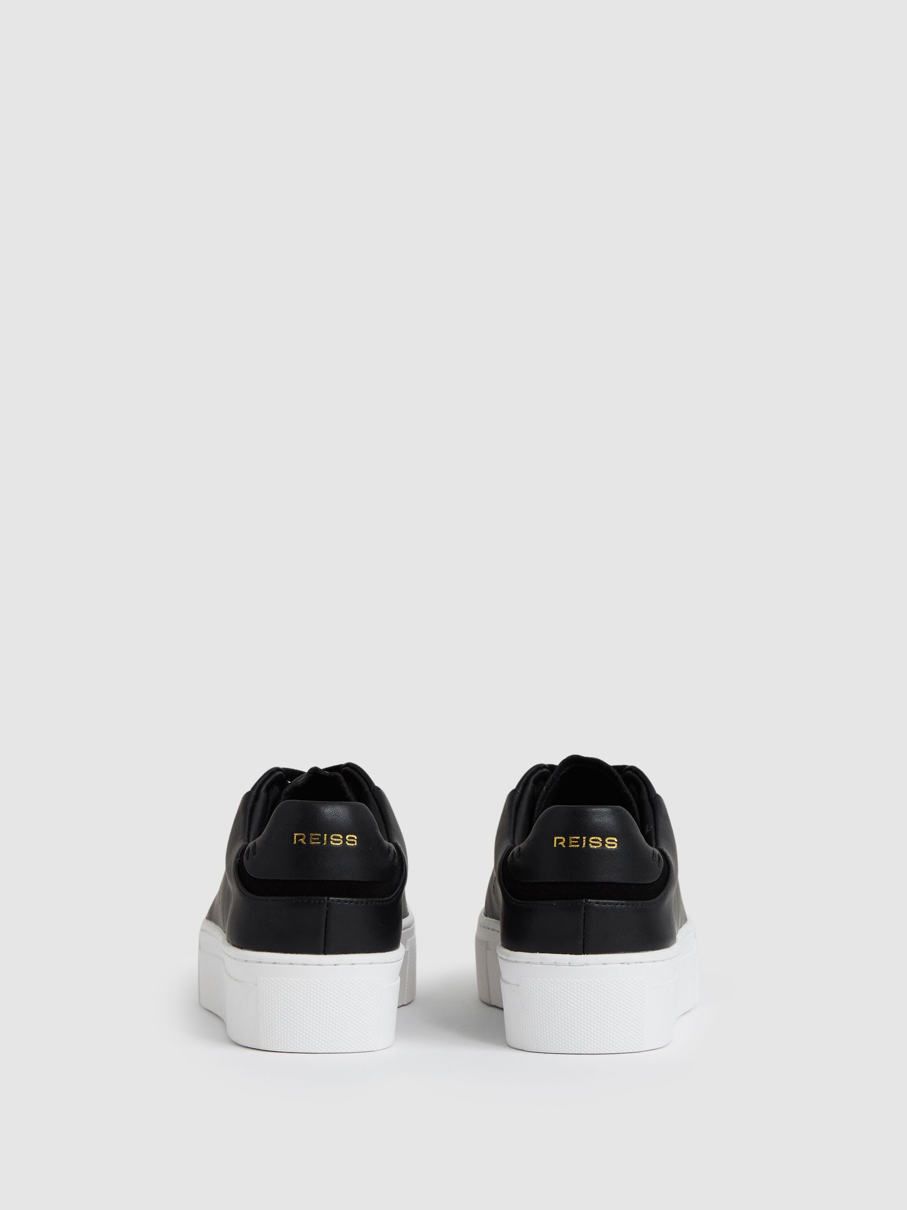 Leather Low-Top Trainers in Black - image 4
