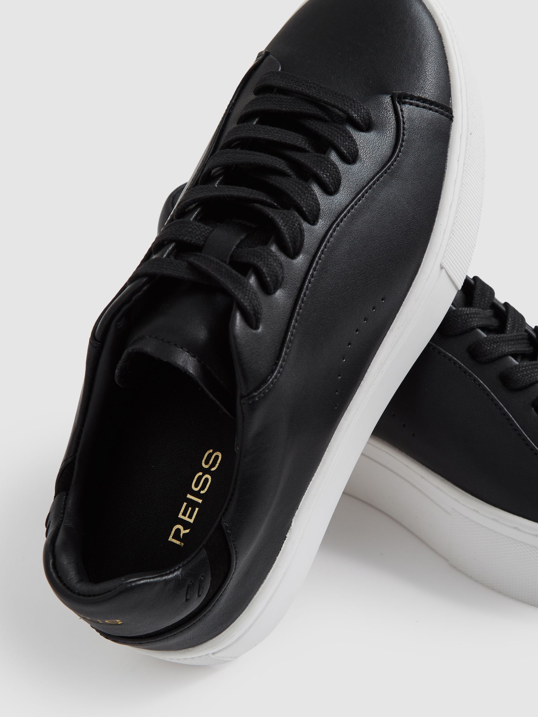 Leather Low-Top Trainers in Black - image 3