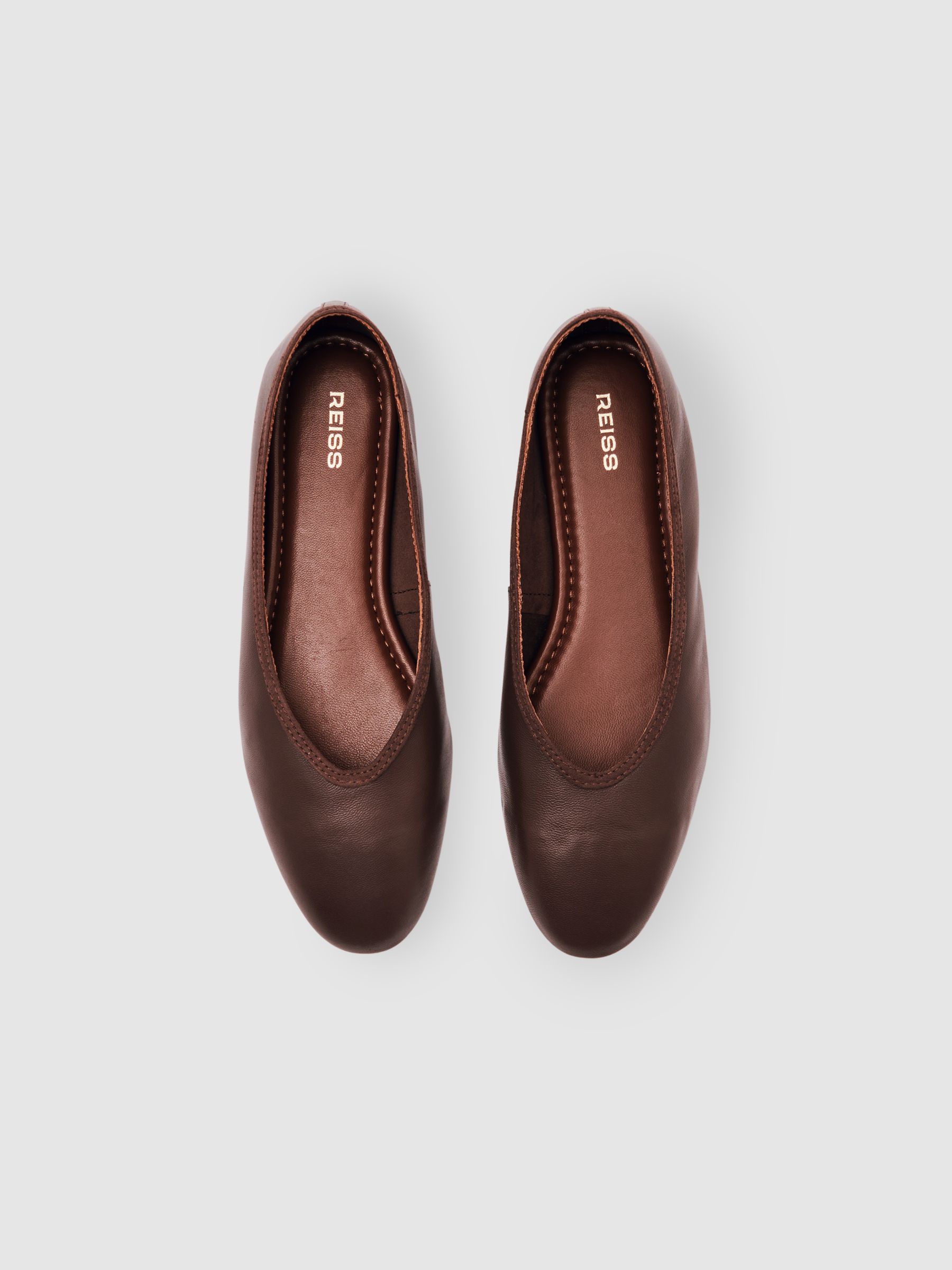Nappa Leather Ballet Flats in Brown - Image 3 of 5