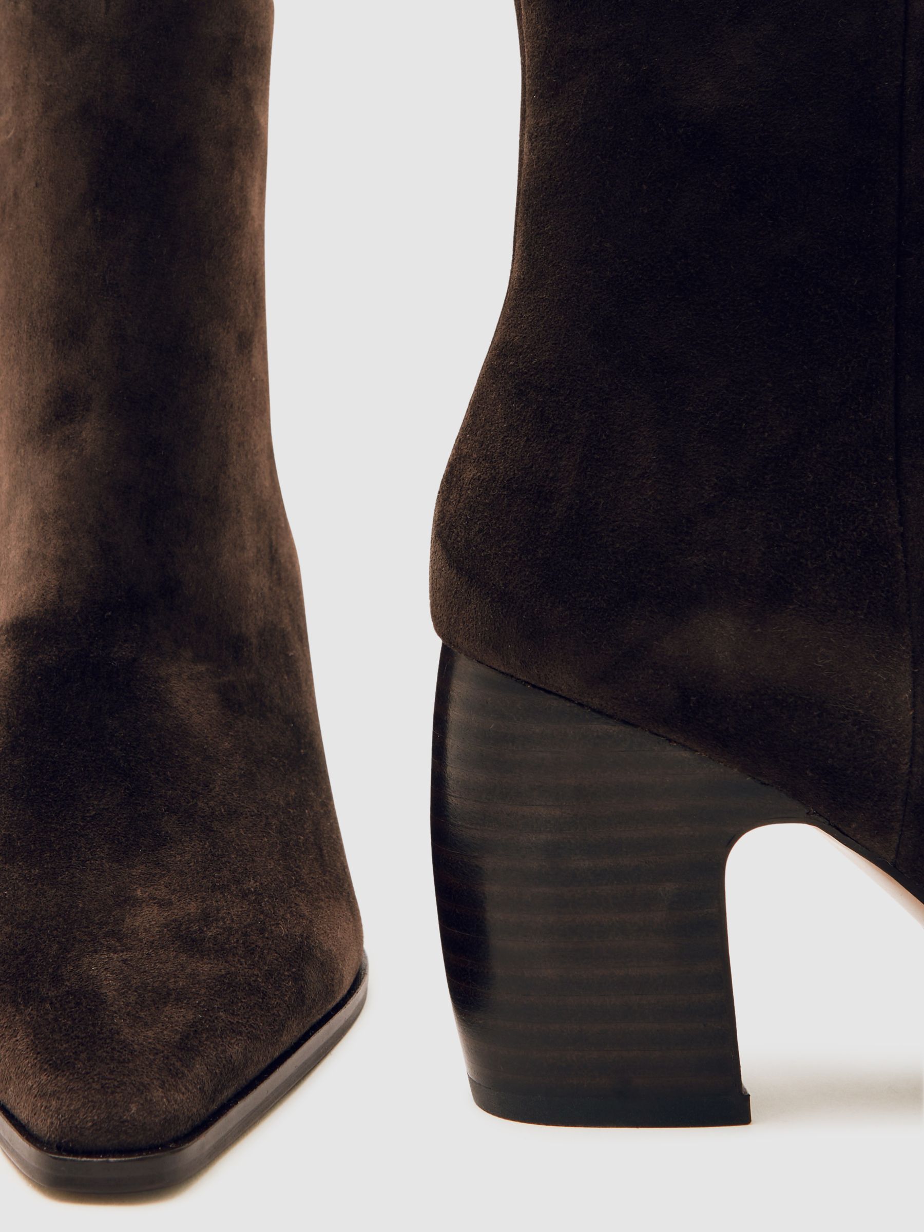 Suede Block-Heel Ankle Boots in Chocolate - image 2