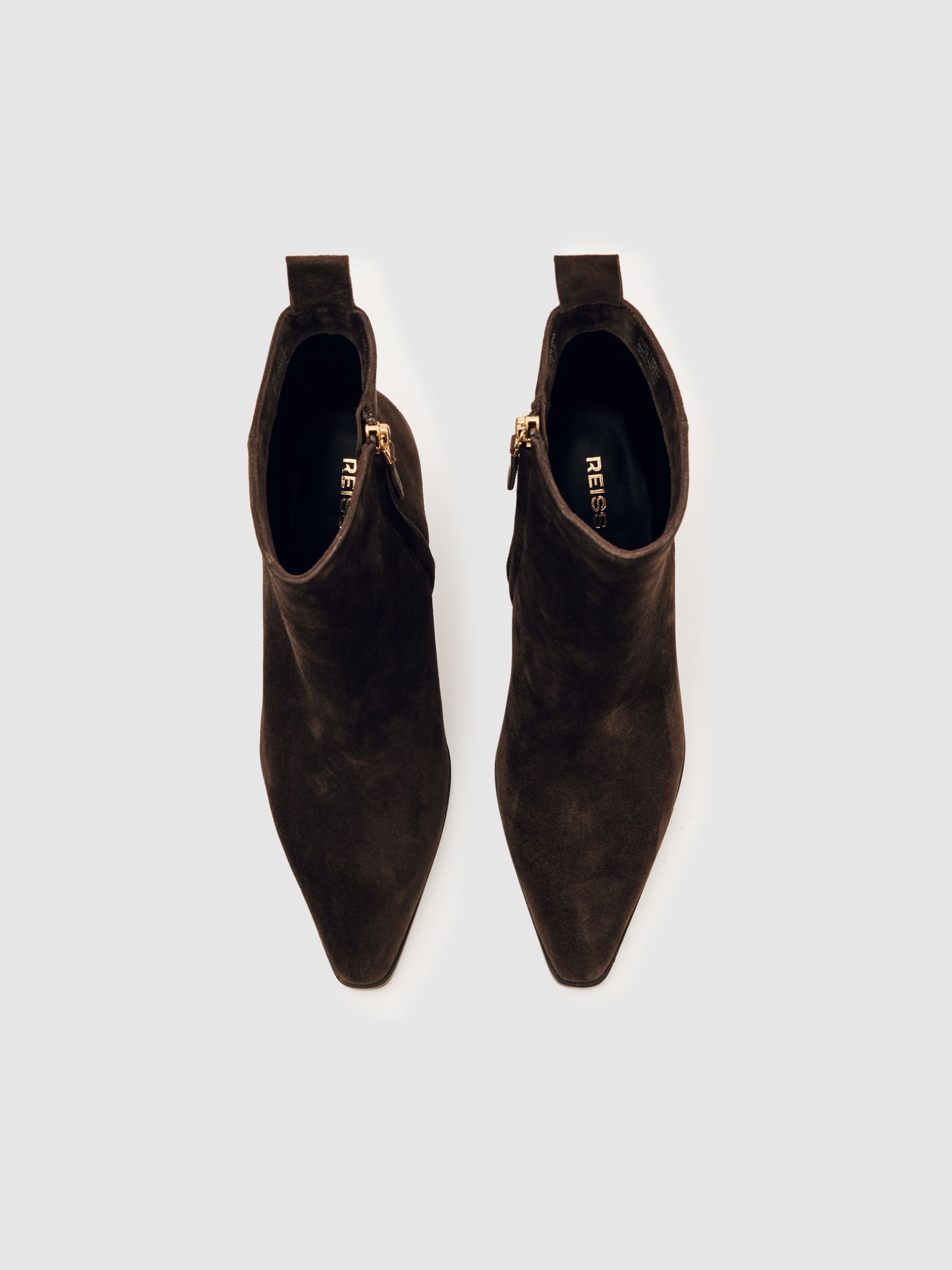 Suede Block-Heel Ankle Boots in Chocolate - image 3