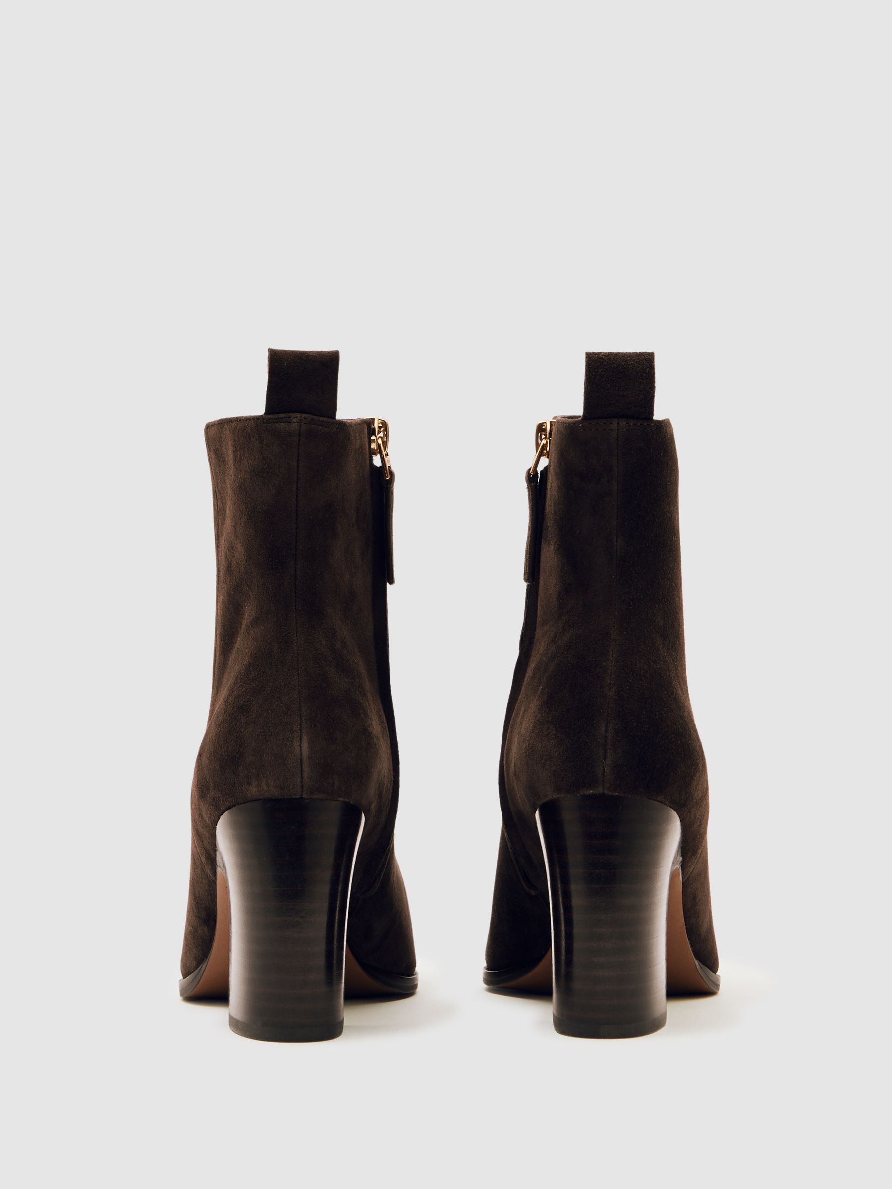 Suede Block-Heel Ankle Boots in Chocolate - image 4