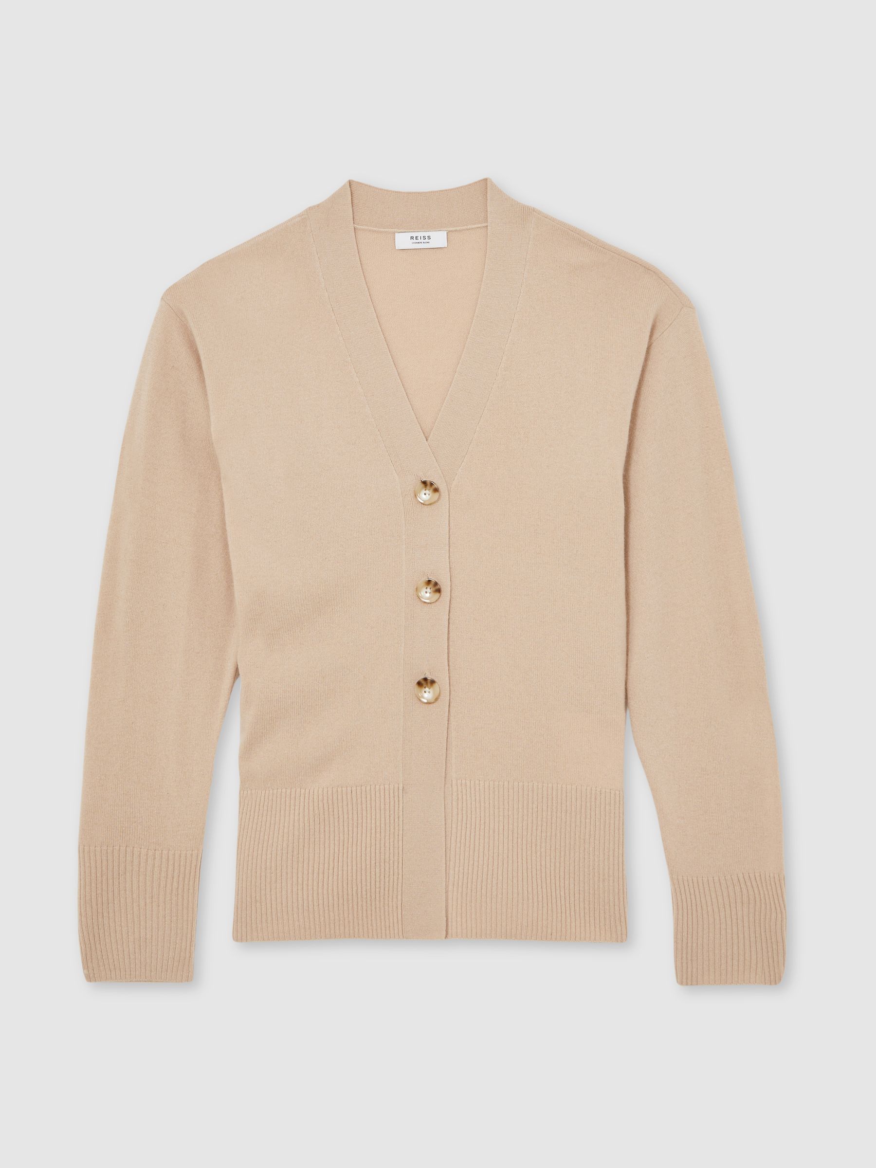 Wool-Blend Fitted Cardigan With Cashmere in Neutral - Image 2 of 6