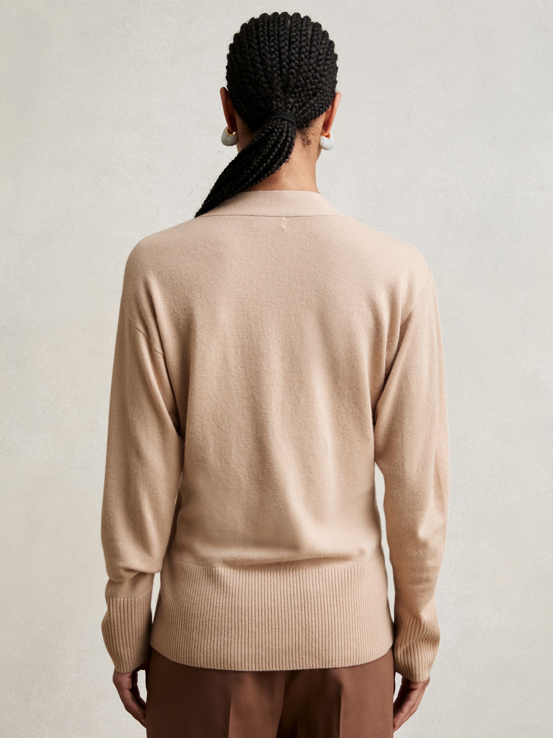Wool-Blend Fitted Cardigan With Cashmere in Neutral - Image 5 of 6