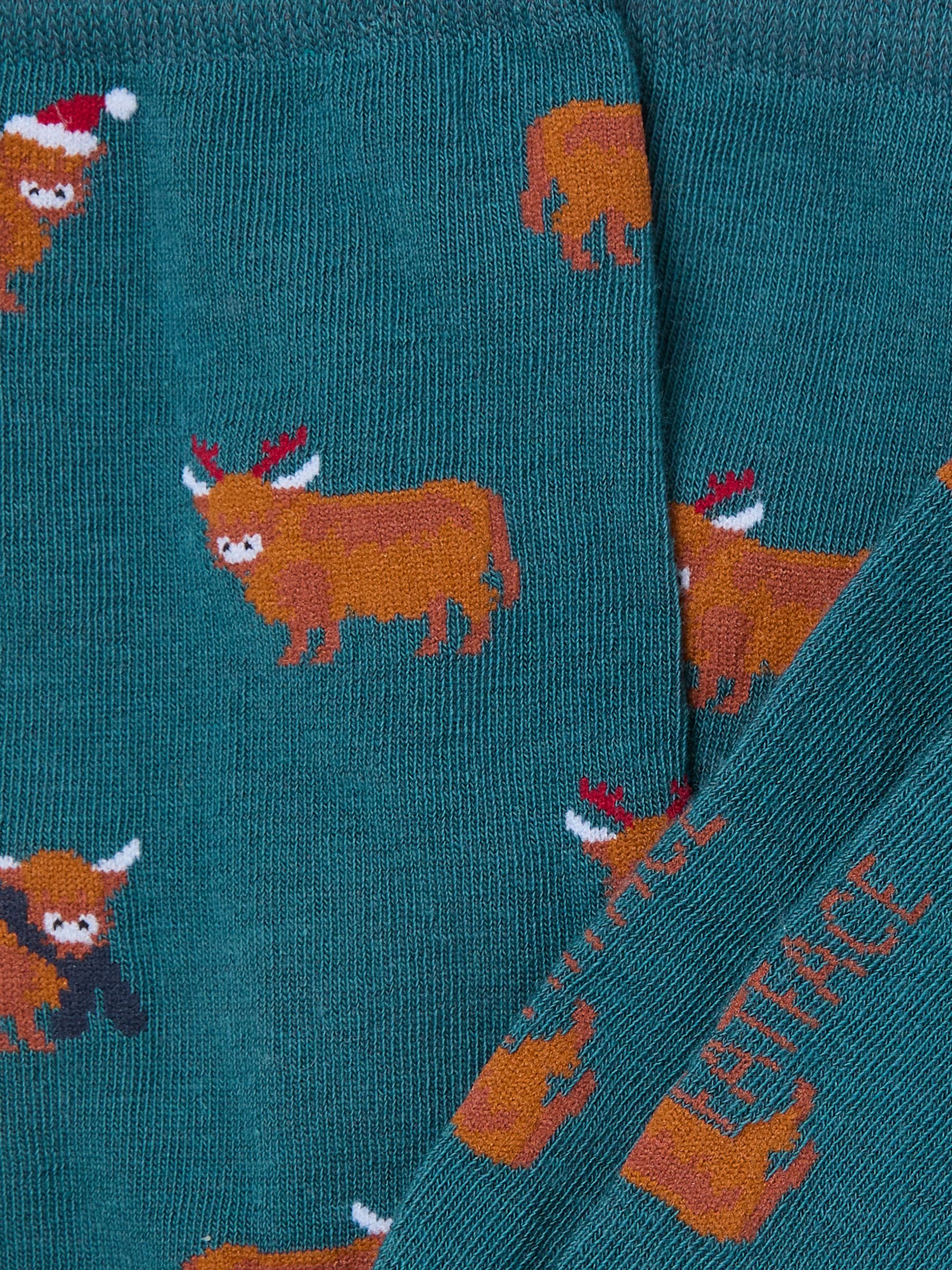 Teal Blue Highland Cow Socks - Image 2 of 2