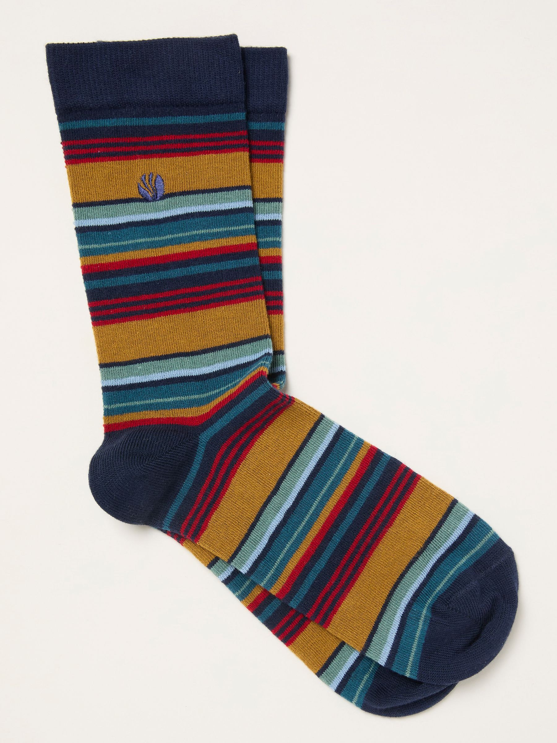 Teal Blue Striped Socks - Image 1 of 2