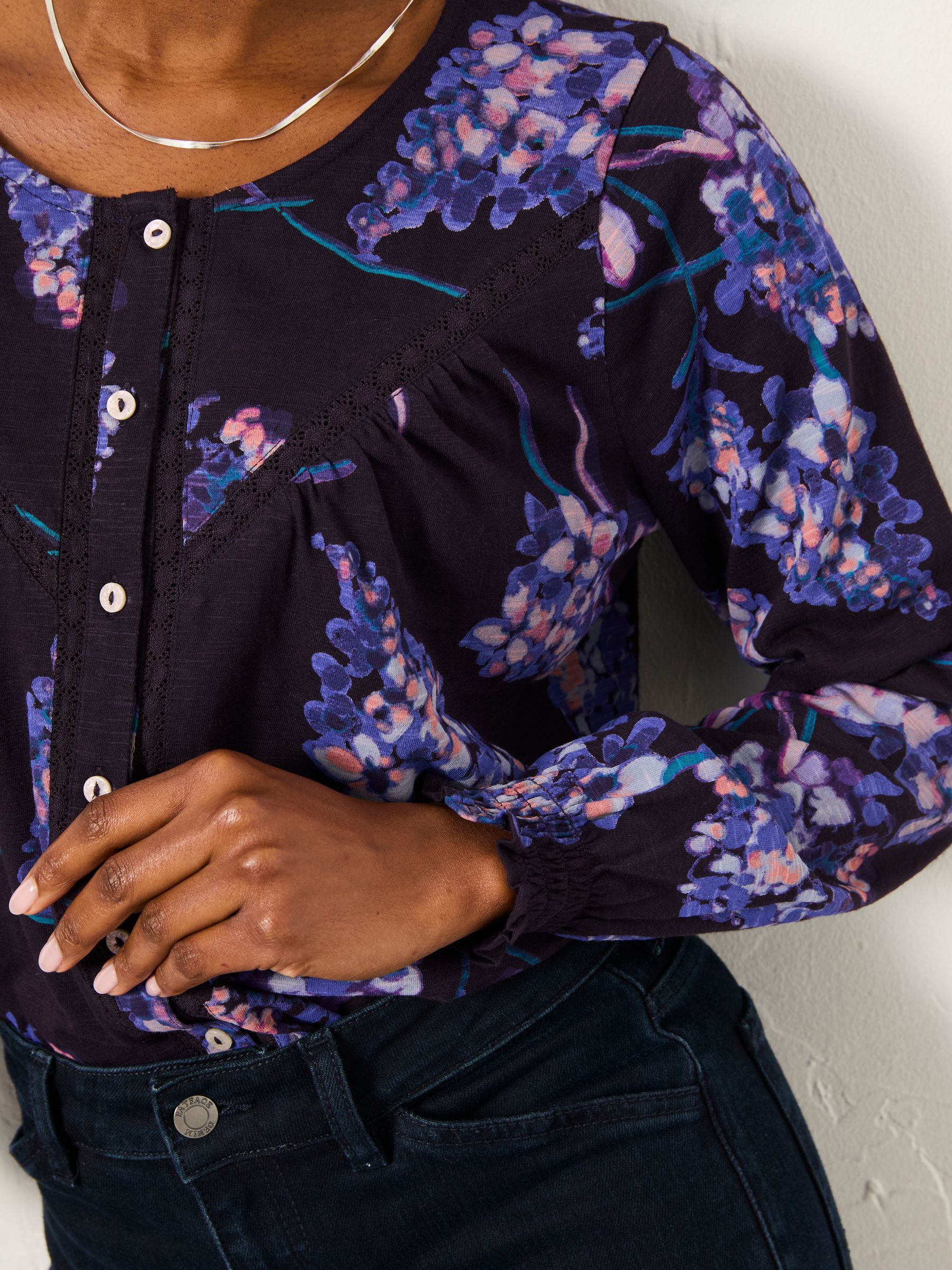 Wren Purple Heritage Floral Wren Print Top - Image 4 of 6