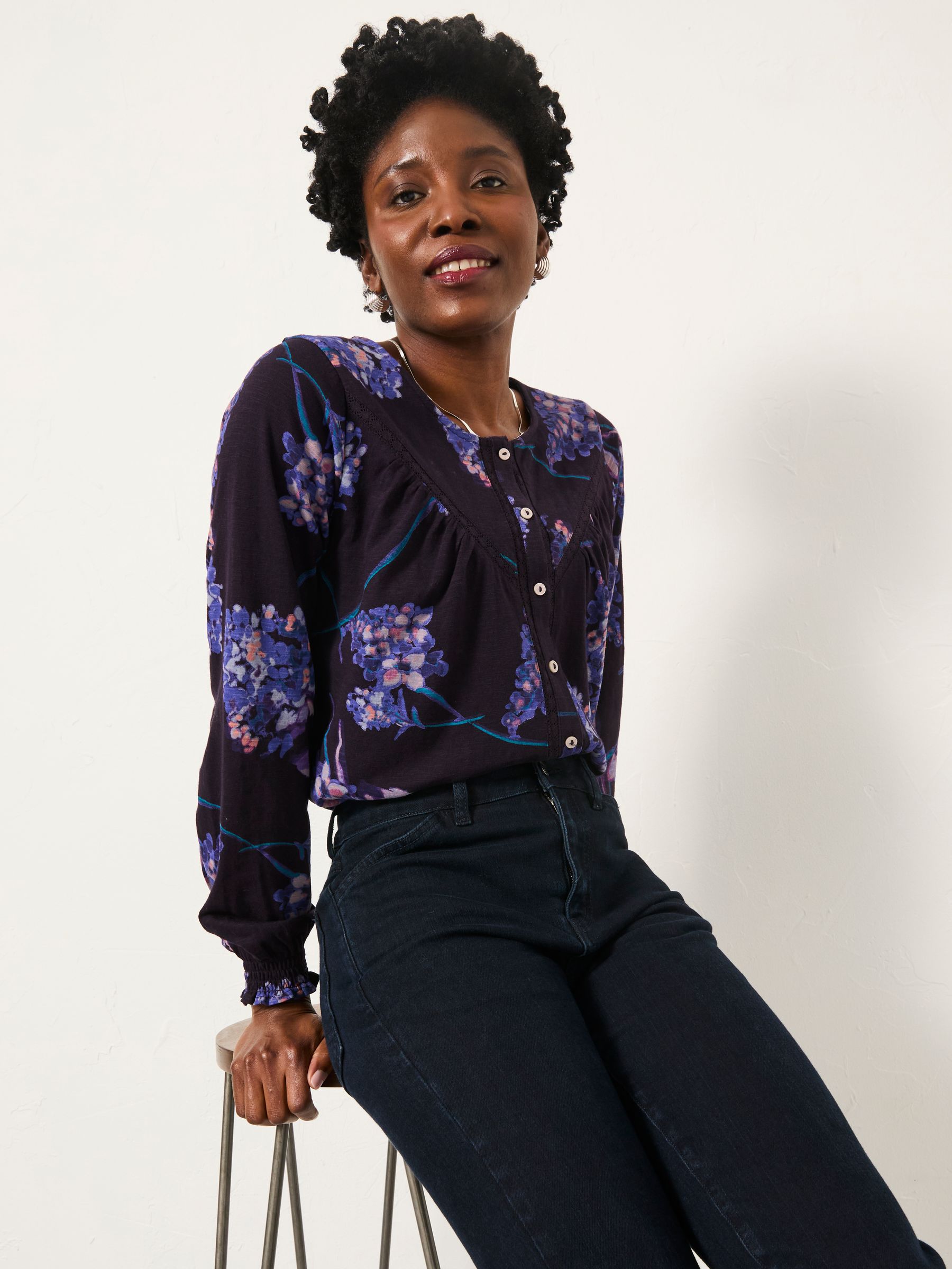 Wren Purple Heritage Floral Wren Print Top - Image 5 of 6