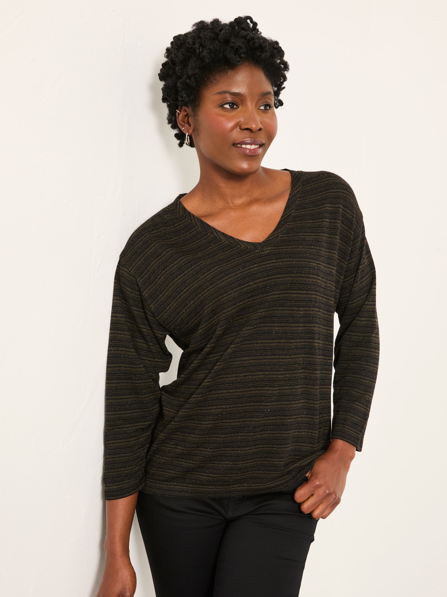 Jodie Black Long Sleeve Sparkle Top - Image 1 of 5