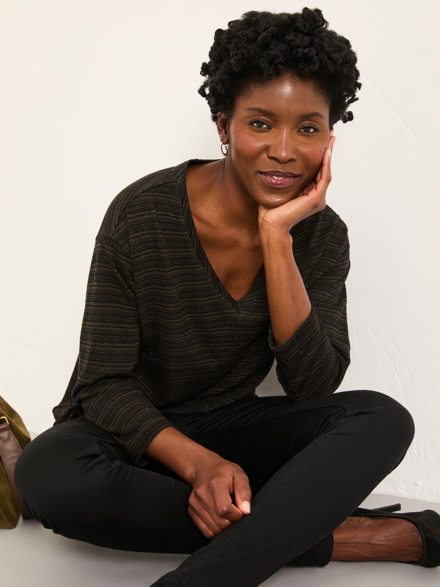 Jodie Black Long Sleeve Sparkle Top - Image 4 of 5