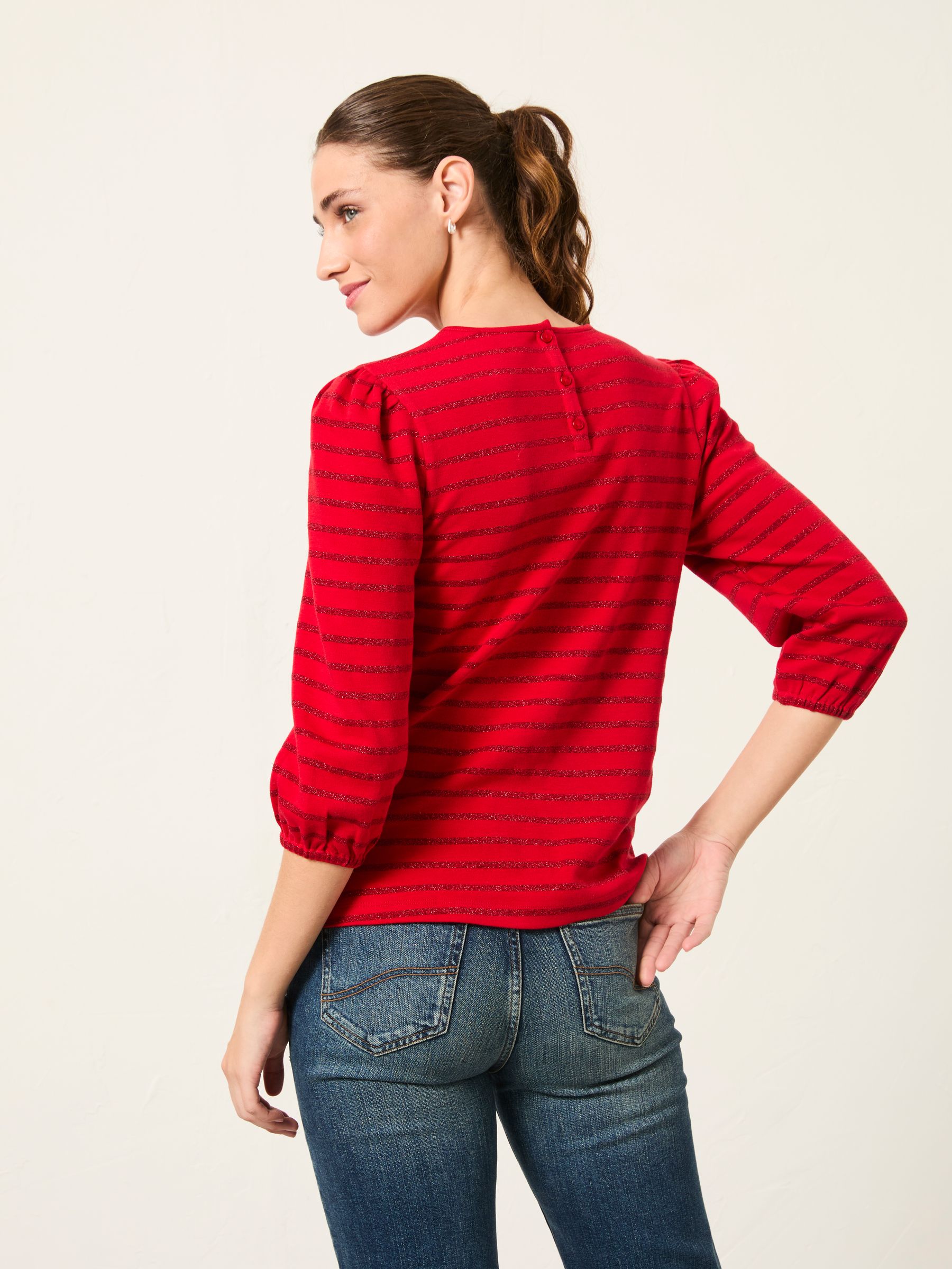 Leni Red Sparkle Stripe Top - Image 2 of 4