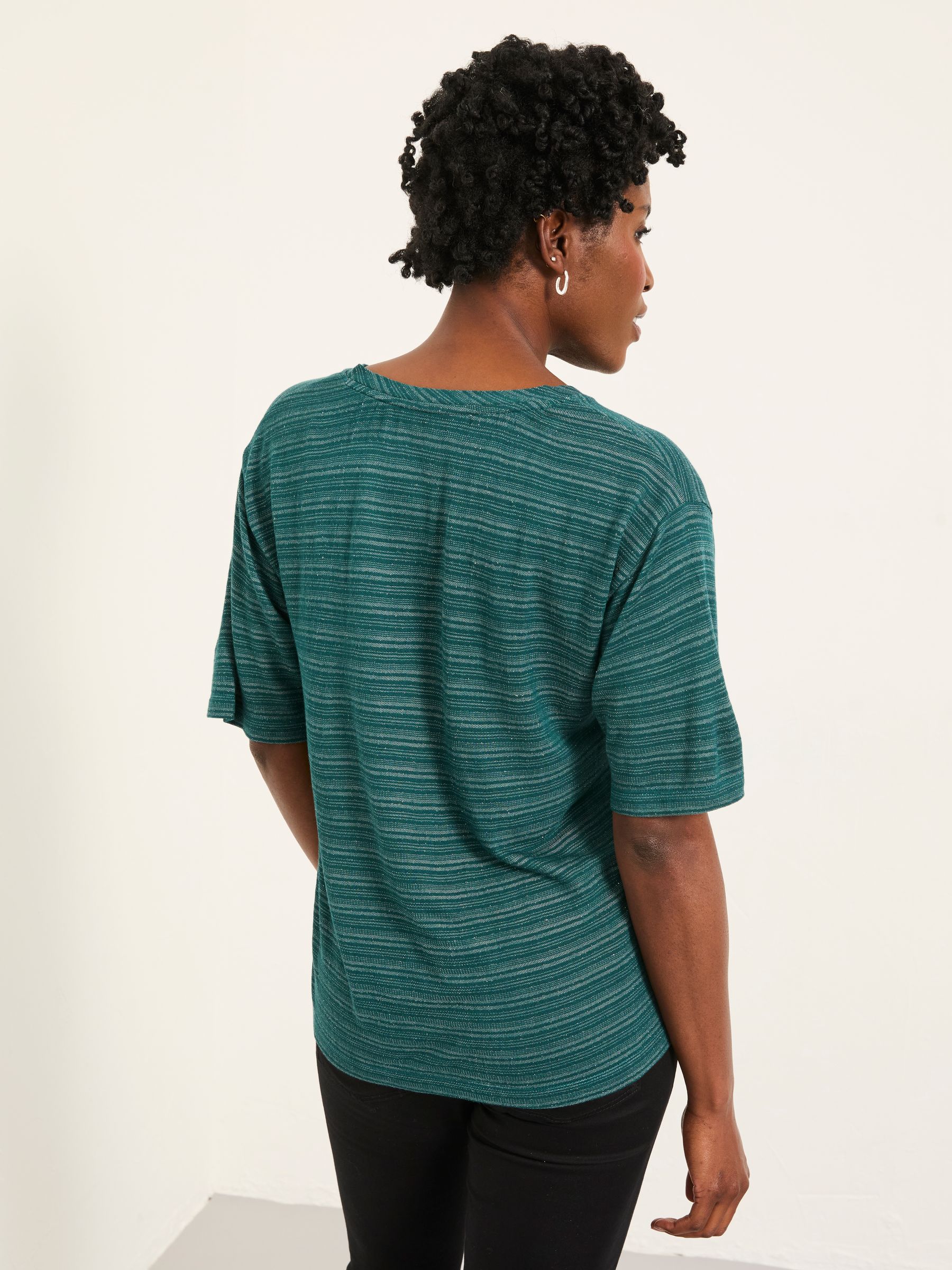 Maddie Teal Blue Short Sleeve Sparkle Top - Image 2 of 6 Maddie Teal Blue Short Sleeve Sparkle Top - Image 2 of 6