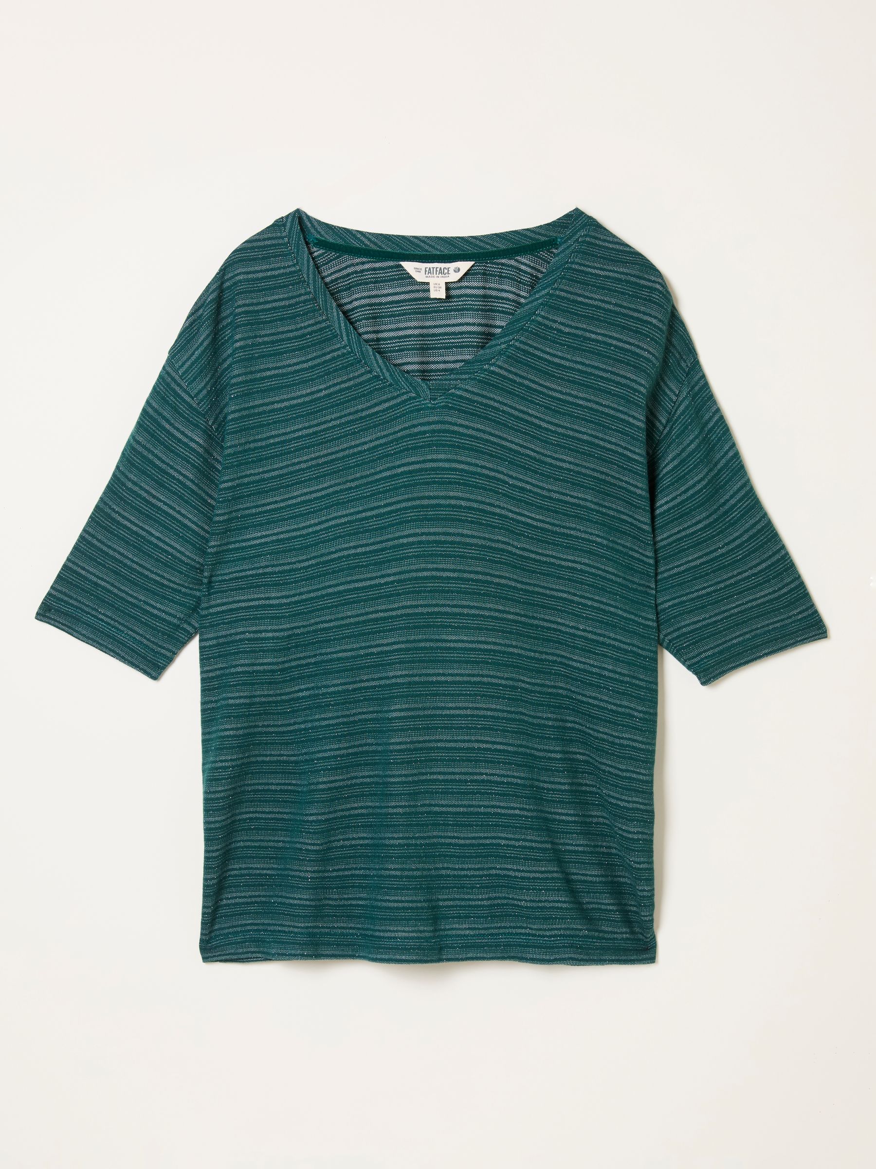 Maddie Teal Blue Short Sleeve Sparkle Top - Image 6 of 6