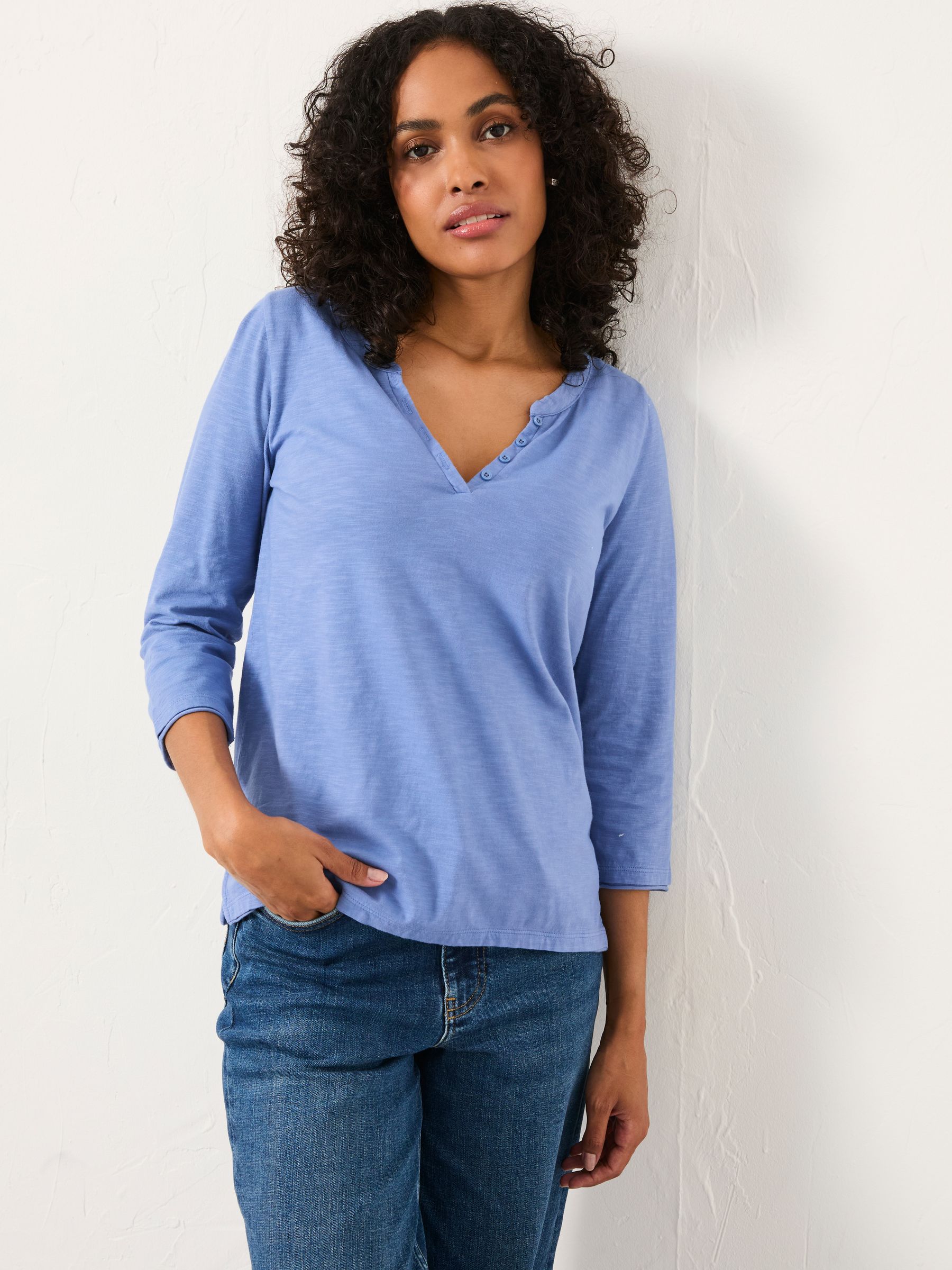 3/4 Sleeve V-neck T Shirt