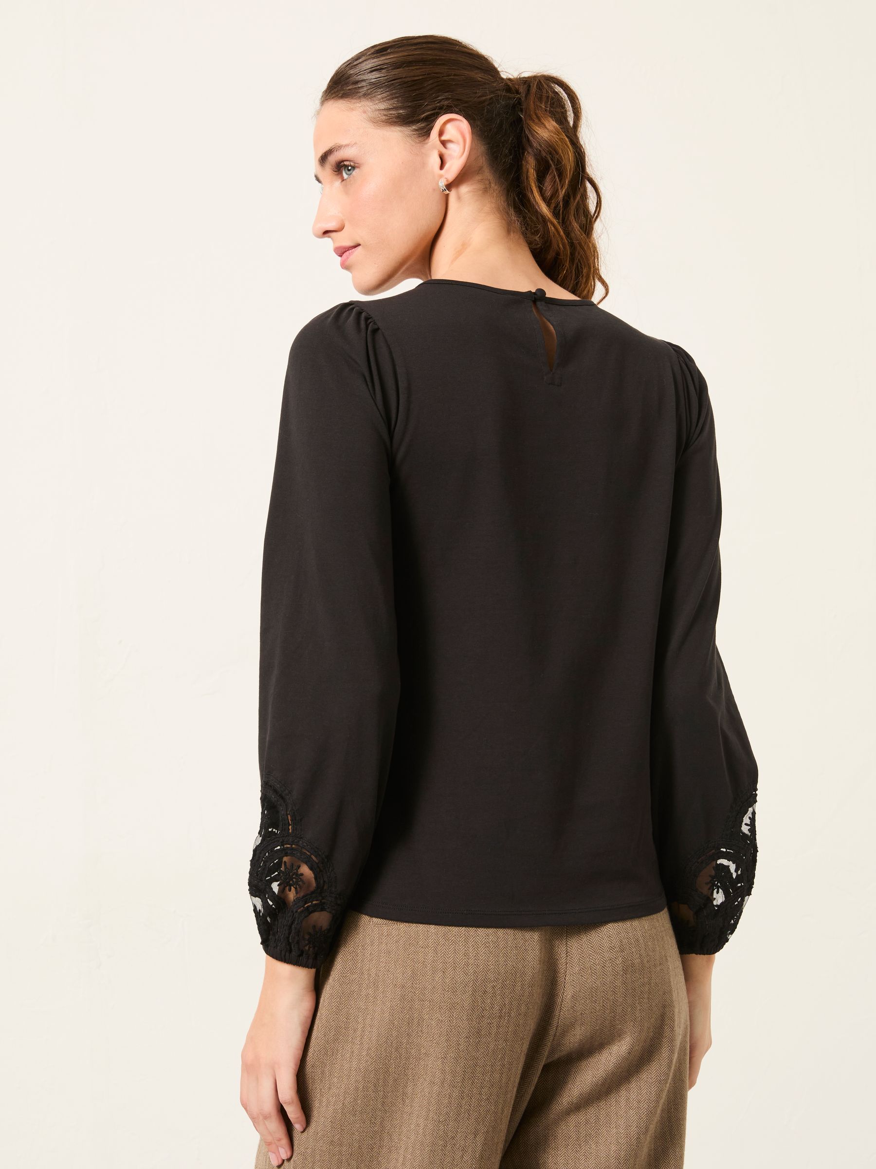 Cleo Black Long Sleeve Embroidered Blouse - Image 2 of 6