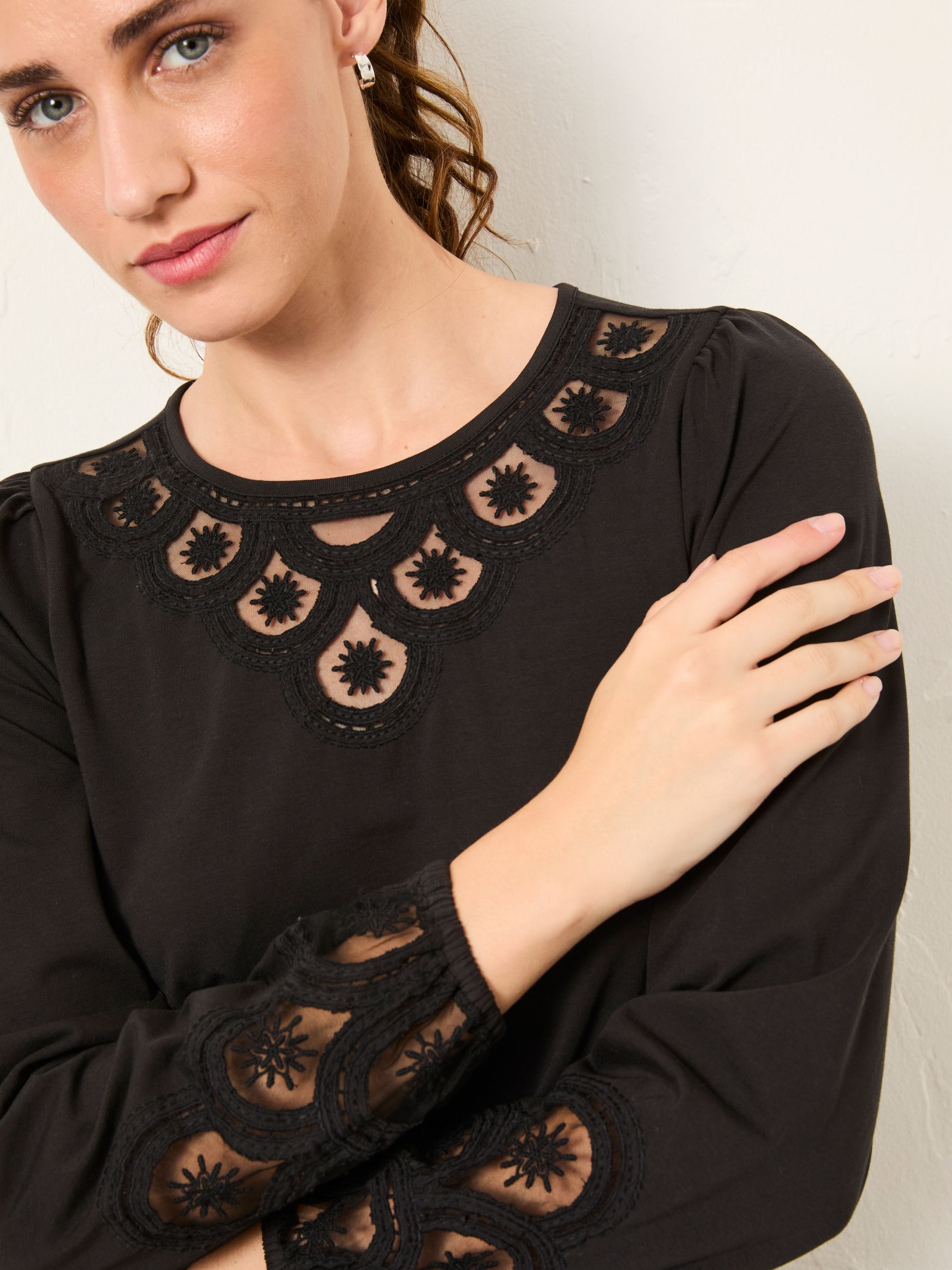 Cleo Black Long Sleeve Embroidered Blouse - Image 5 of 6