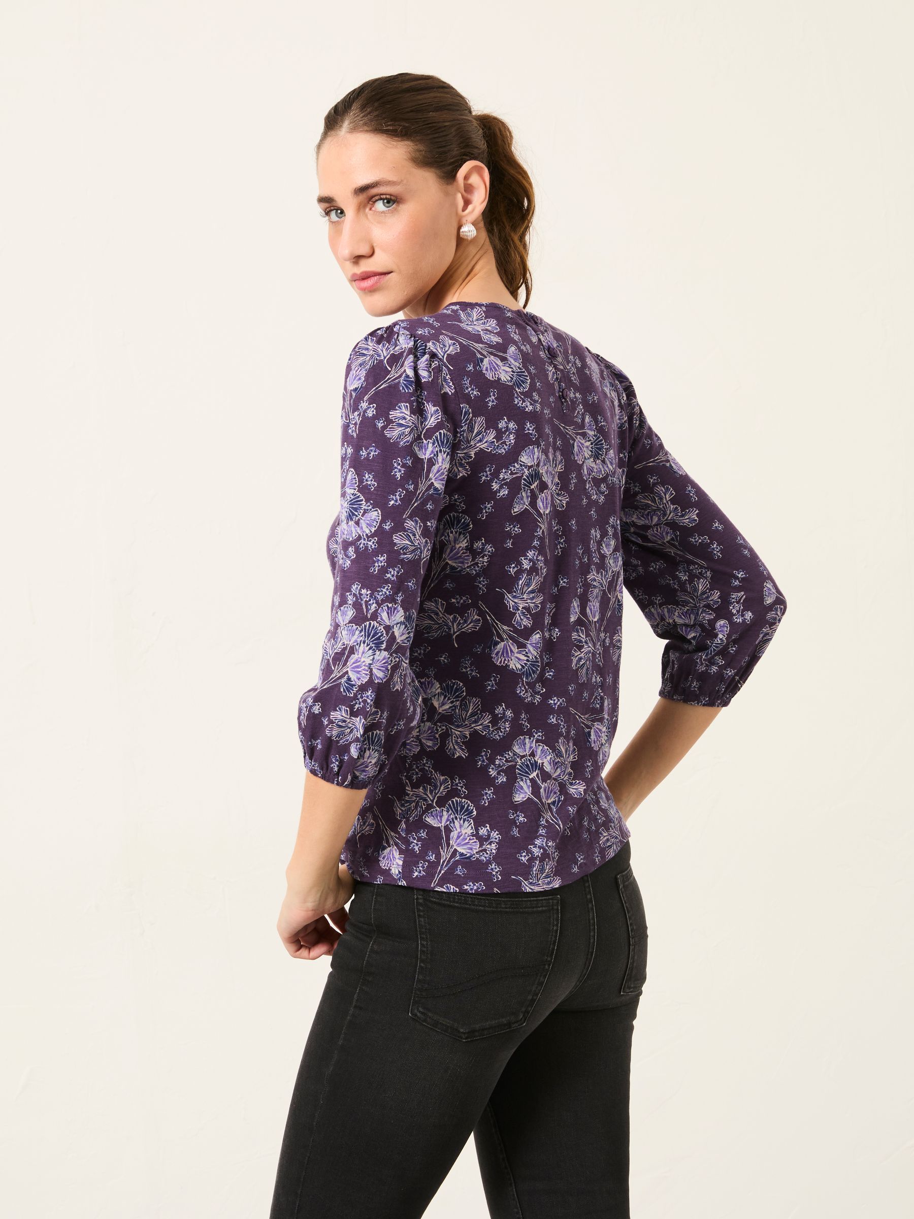 Leni Purple Heather Floral Printed Top - Image 2 of 6 Leni Purple Heather Floral Printed Top - Image 2 of 6