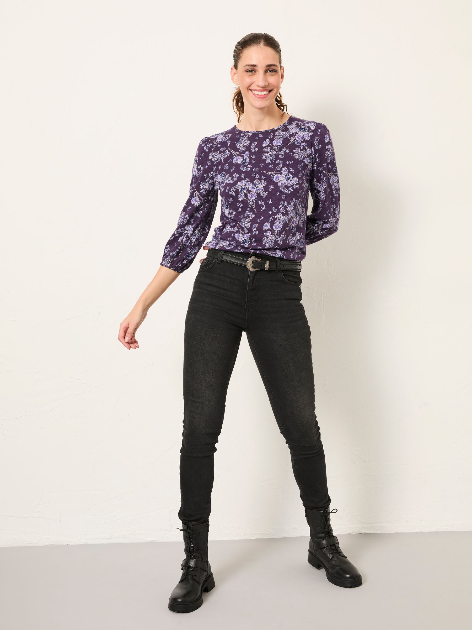 Leni Purple Heather Floral Printed Top - Image 4 of 6
