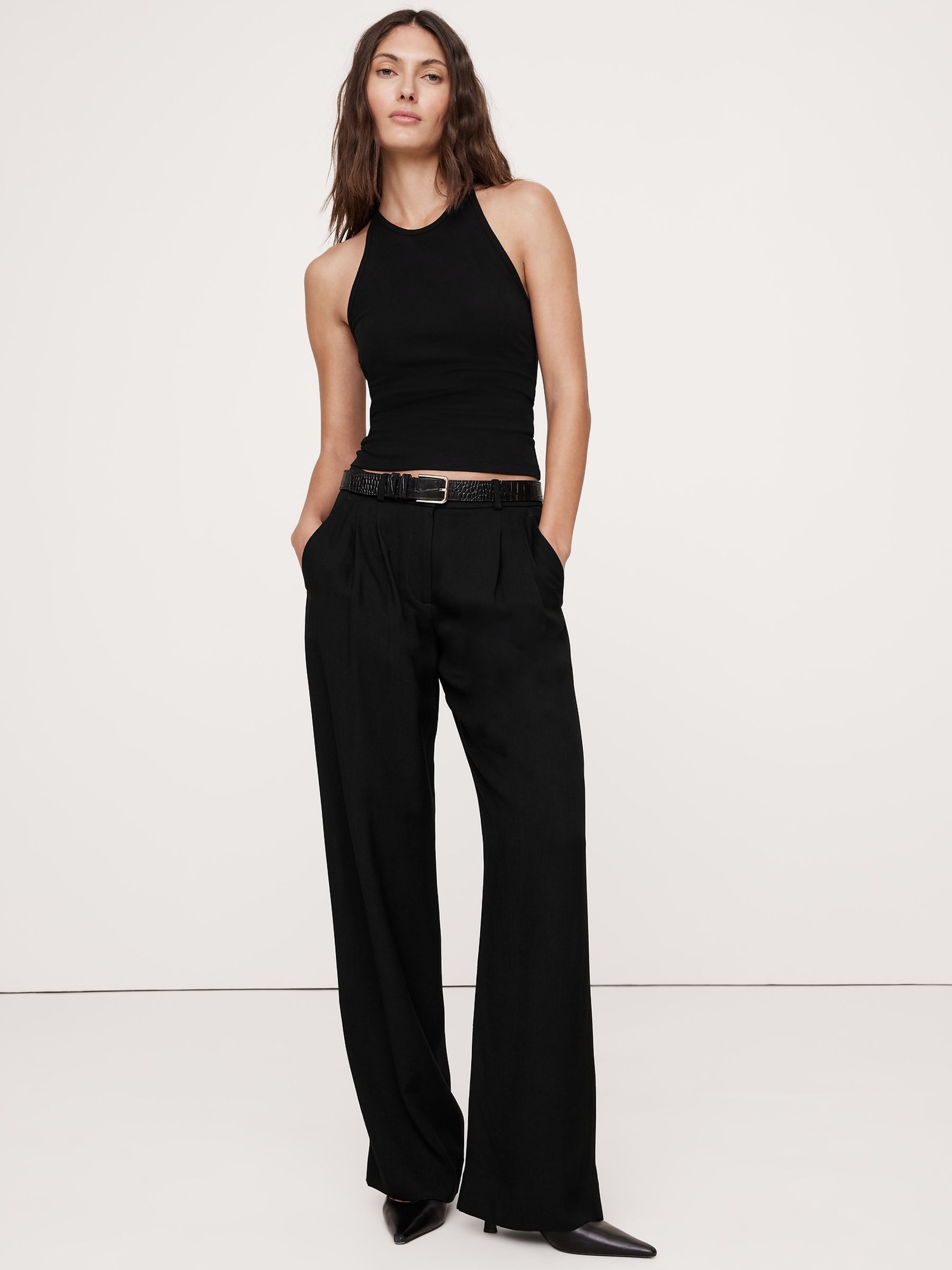 Banana Republic Black Refined Open-Racerback Tank - Image 1 of 1