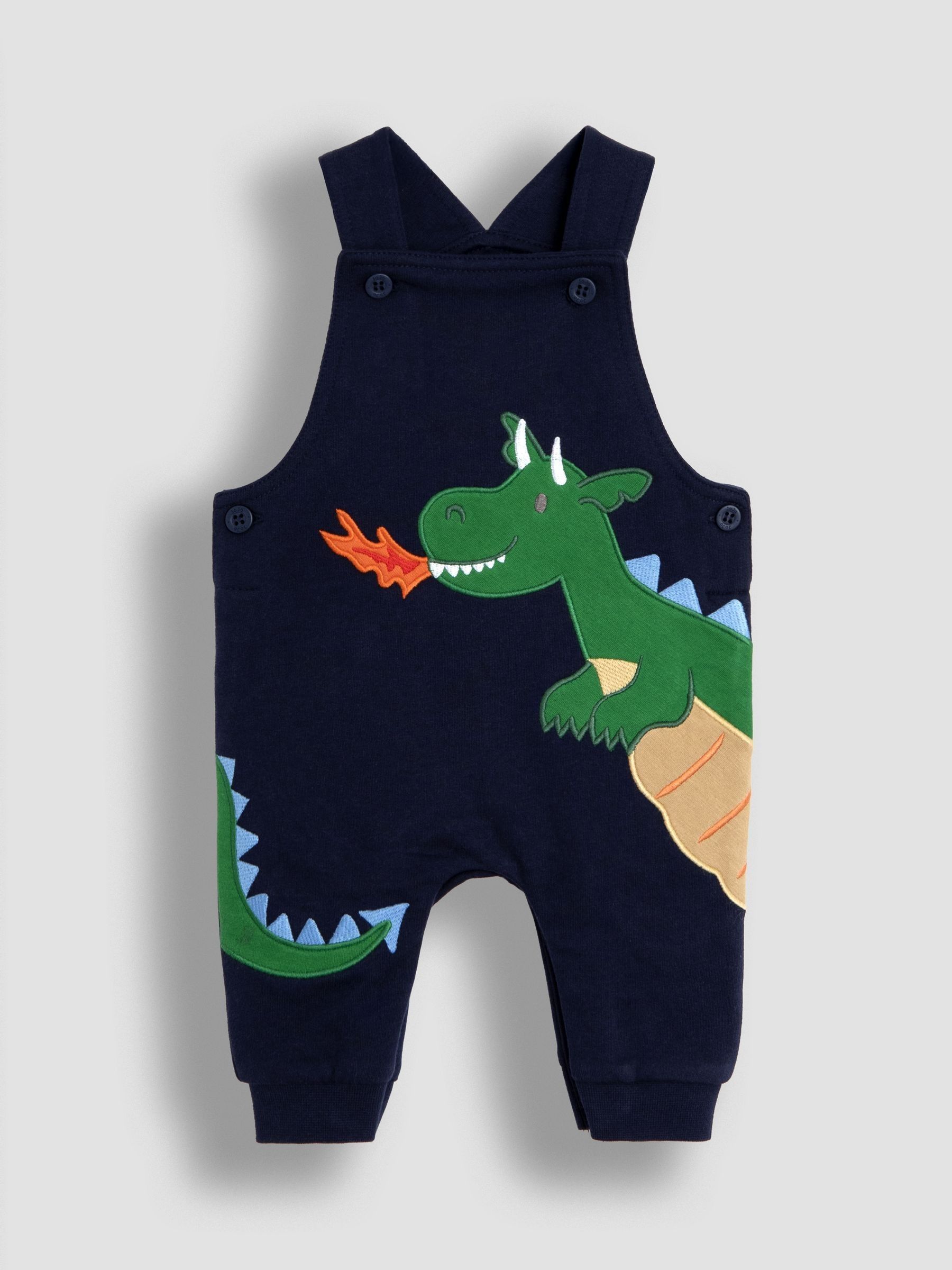 Dark Blue Dragon 2-Piece Appliqué Dungarees & Stripe Top Set - Image 4 of 10