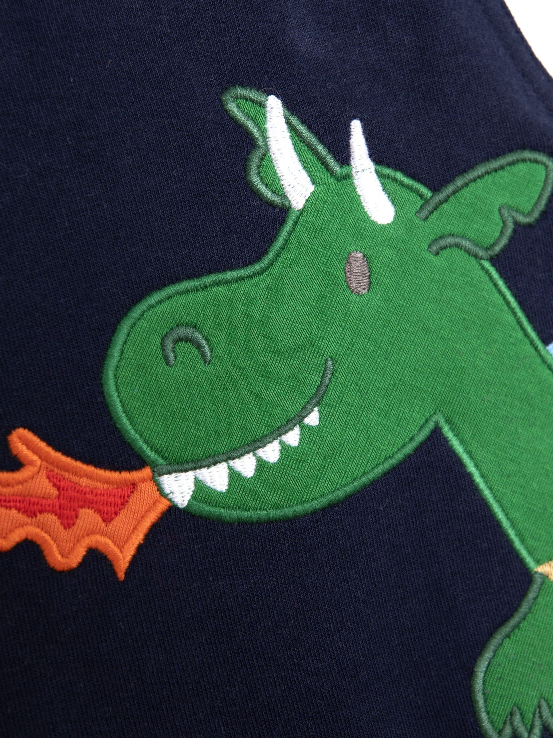 Dark Blue Dragon 2-Piece Appliqué Dungarees & Stripe Top Set - Image 8 of 10