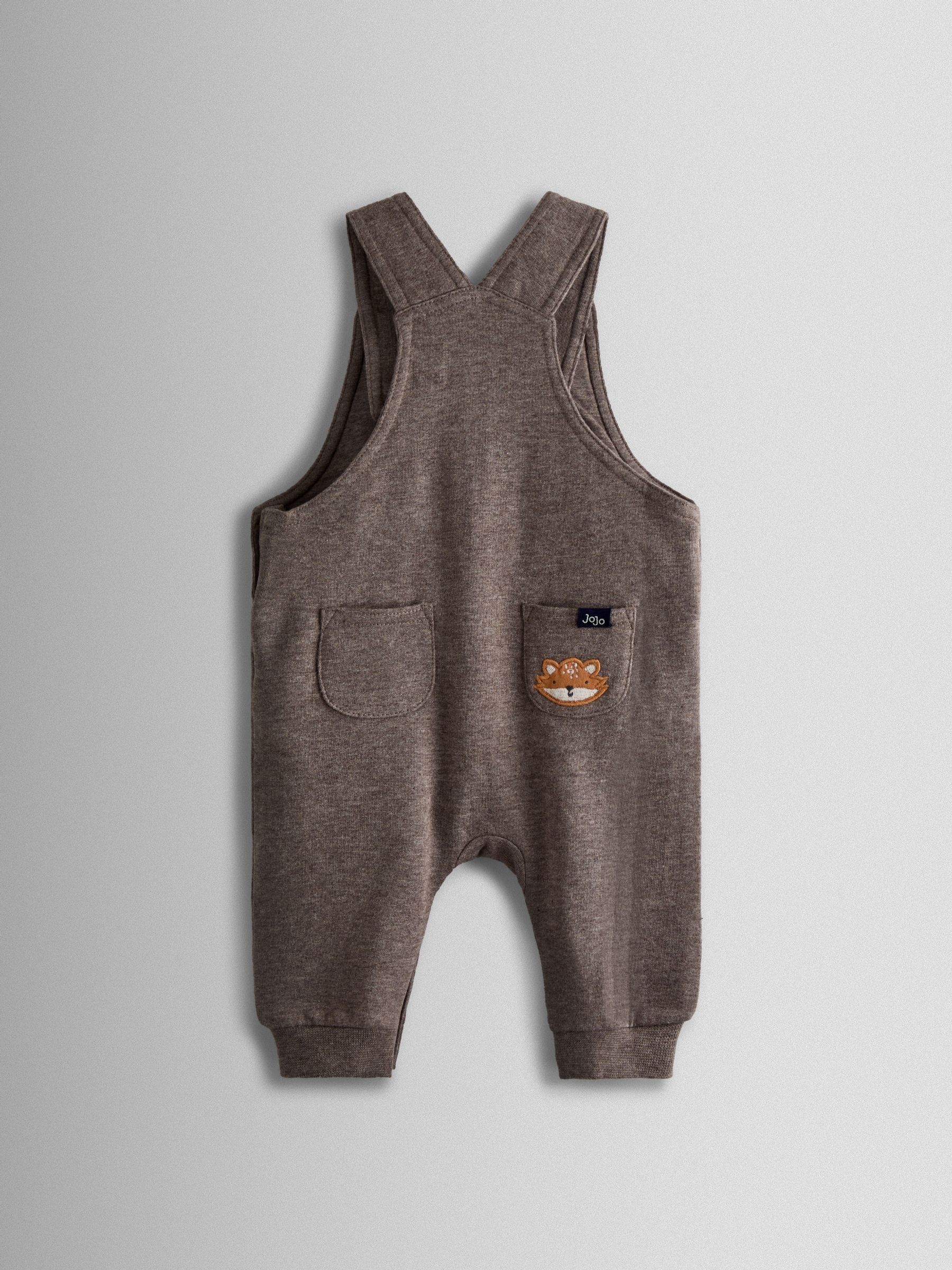 Mocha Brown Fox 2-Piece Appliqué Dungarees & Print Top Set - Image 5 of 6
