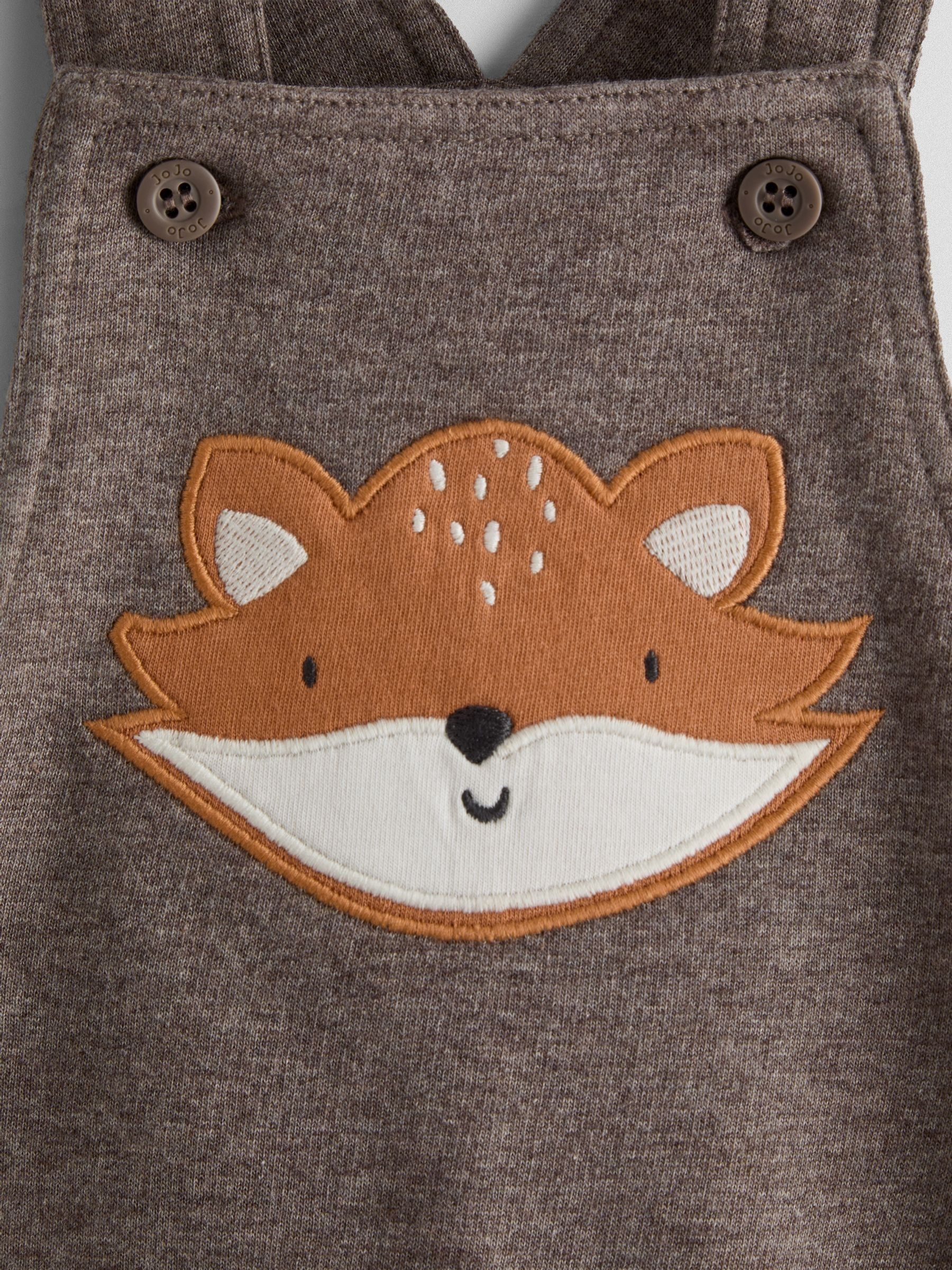 Mocha Brown Fox 2-Piece Appliqué Dungarees & Print Top Set - Image 6 of 6