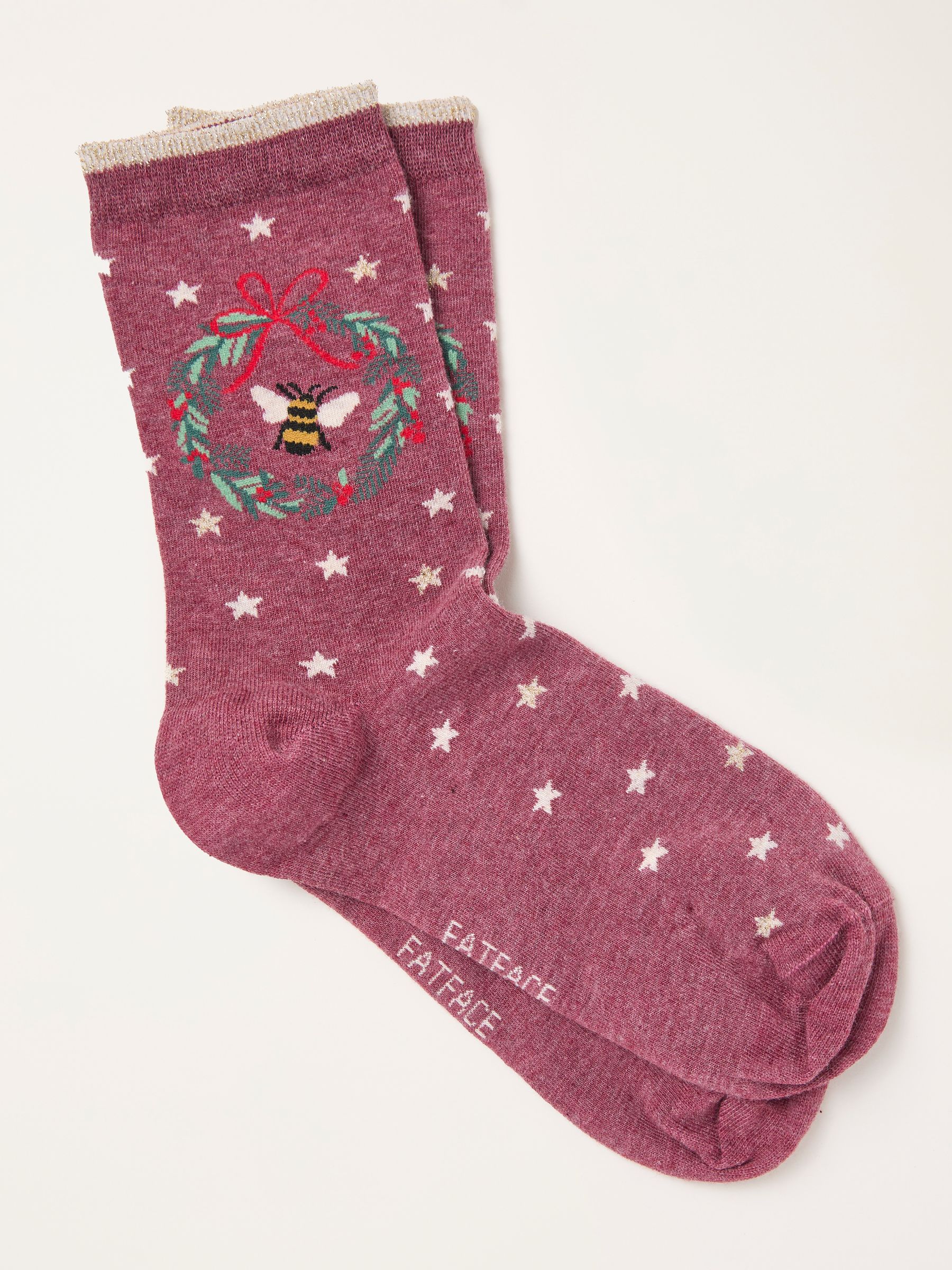 Berry Pink Bee Wreath Socks - Image 1 of 2