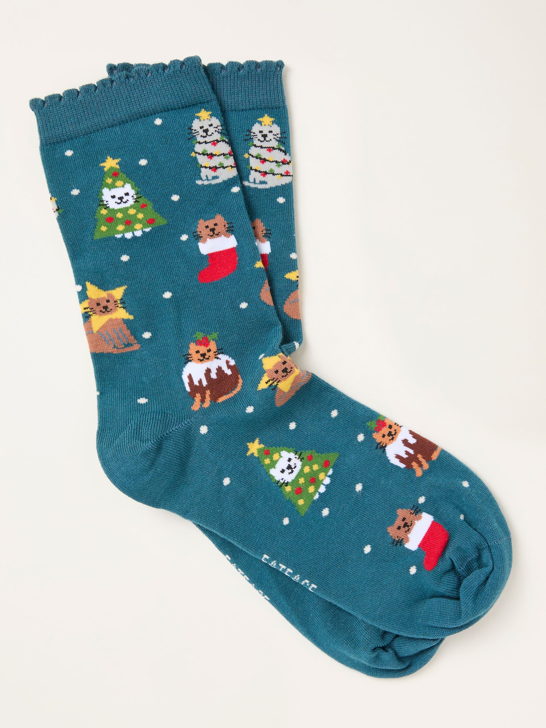 Teal Blue Cat Tree Socks - Image 1 of 2