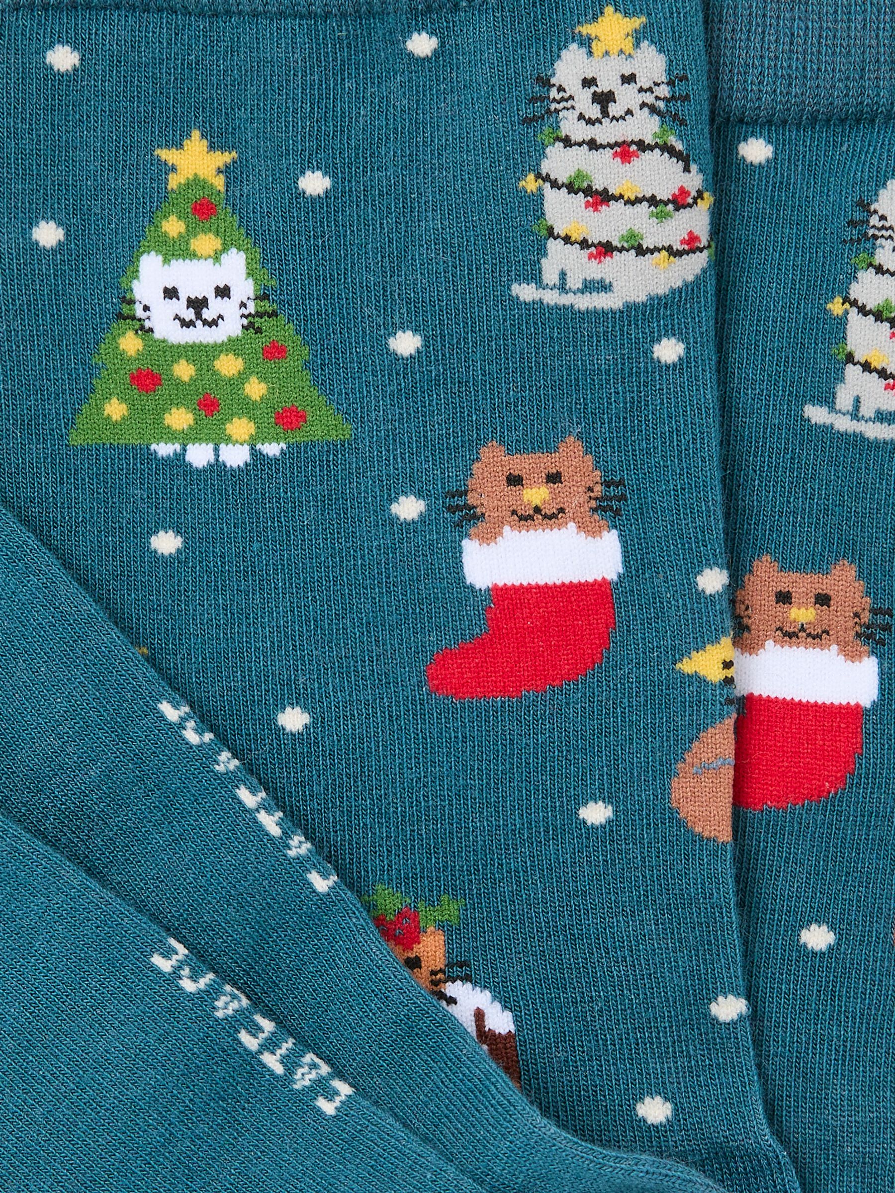 Teal Blue Cat Tree Socks - Image 2 of 2