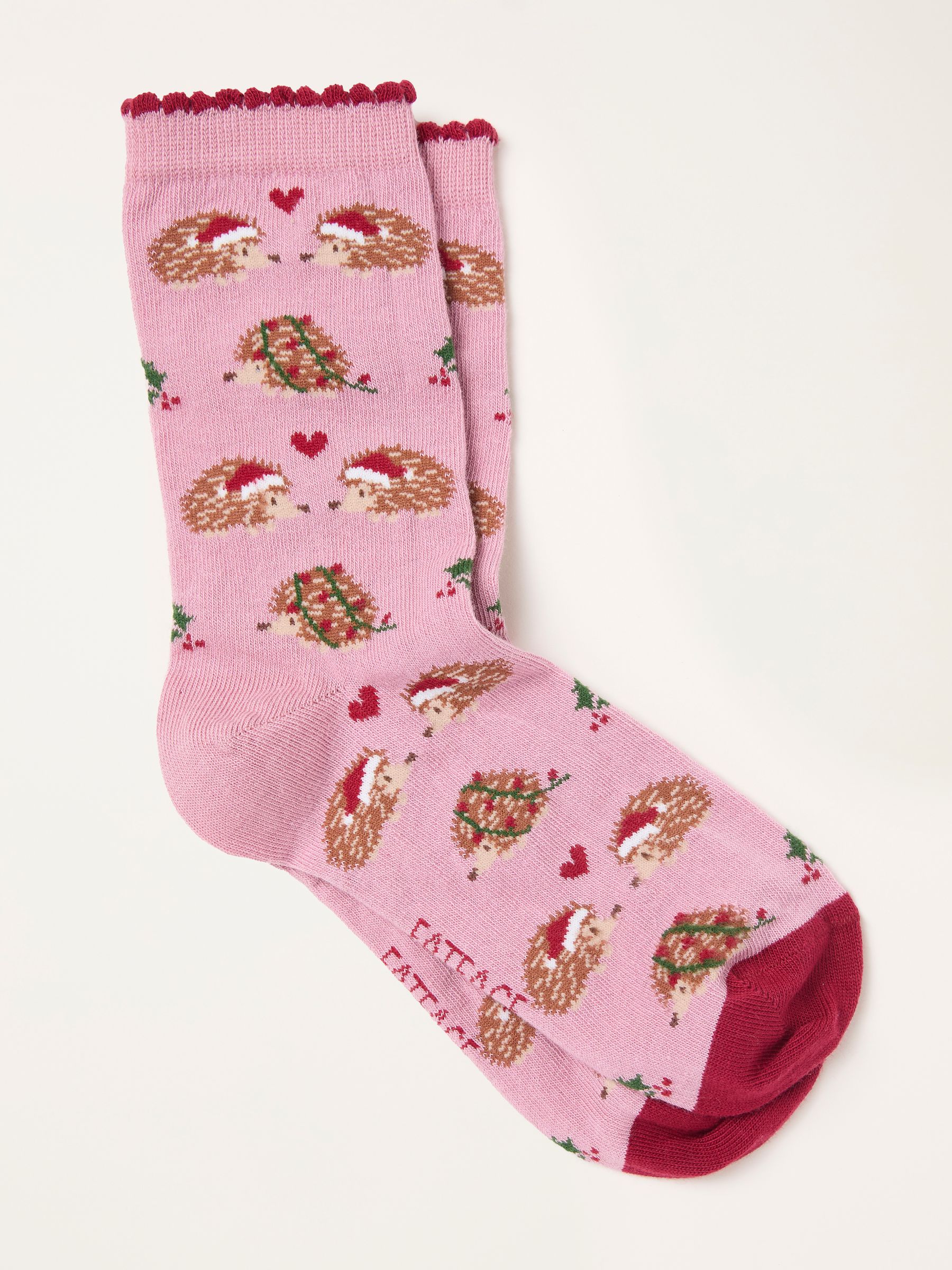 Pink Christmas Hedgehog Socks - Image 1 of 2