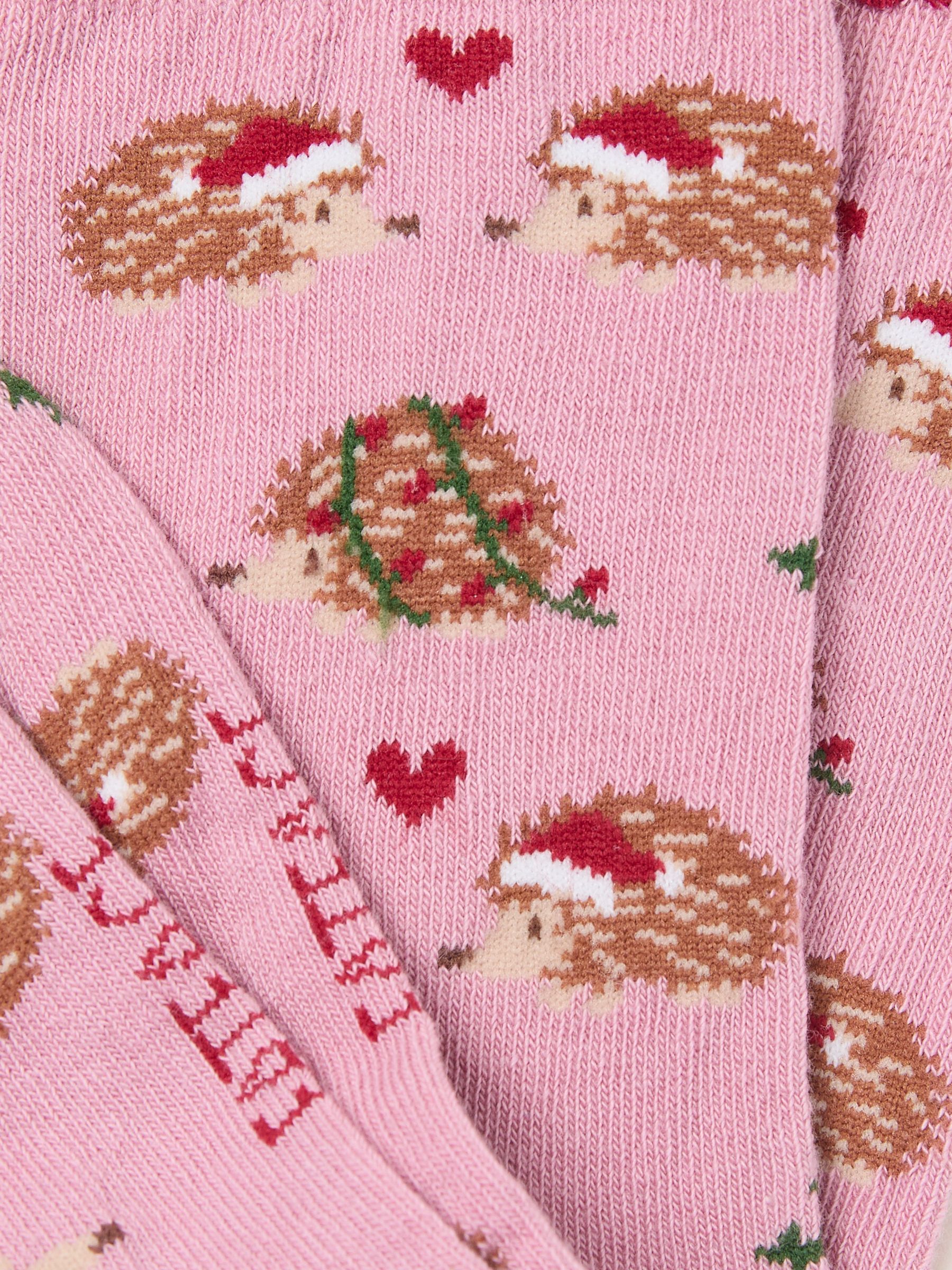 Pink Christmas Hedgehog Socks - Image 2 of 2