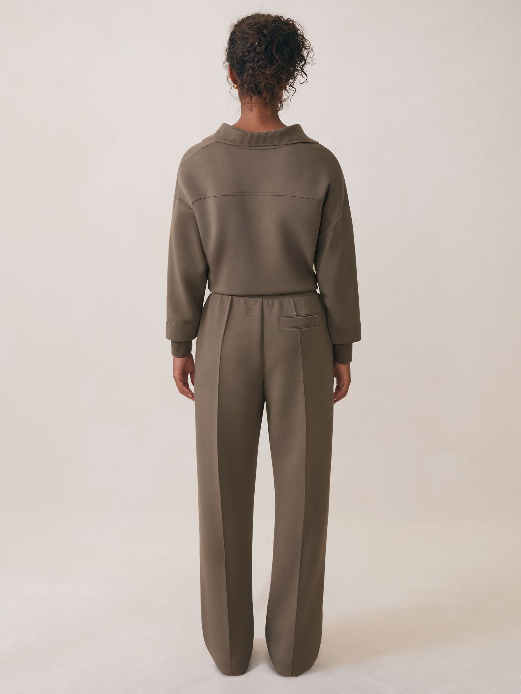 Premium Interlock Wide-Leg Joggers in Khaki Green - image 4