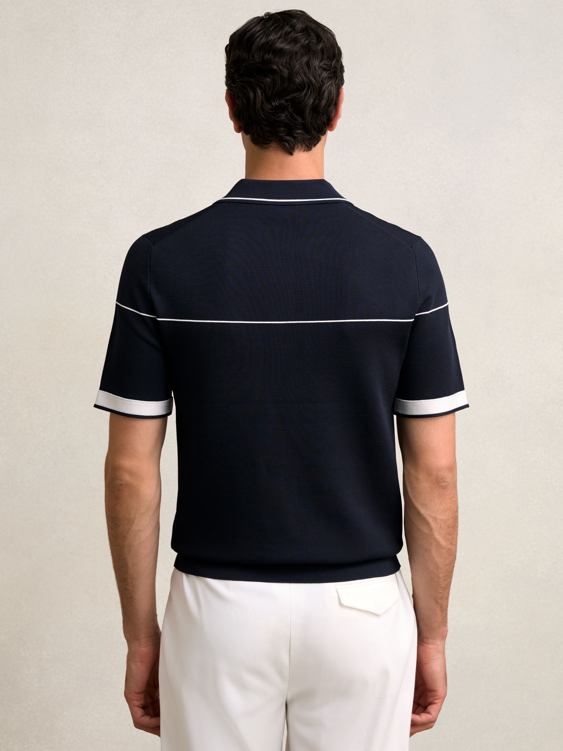 Half-Zip Tipped Polo Shirt in Navy/White - image 5