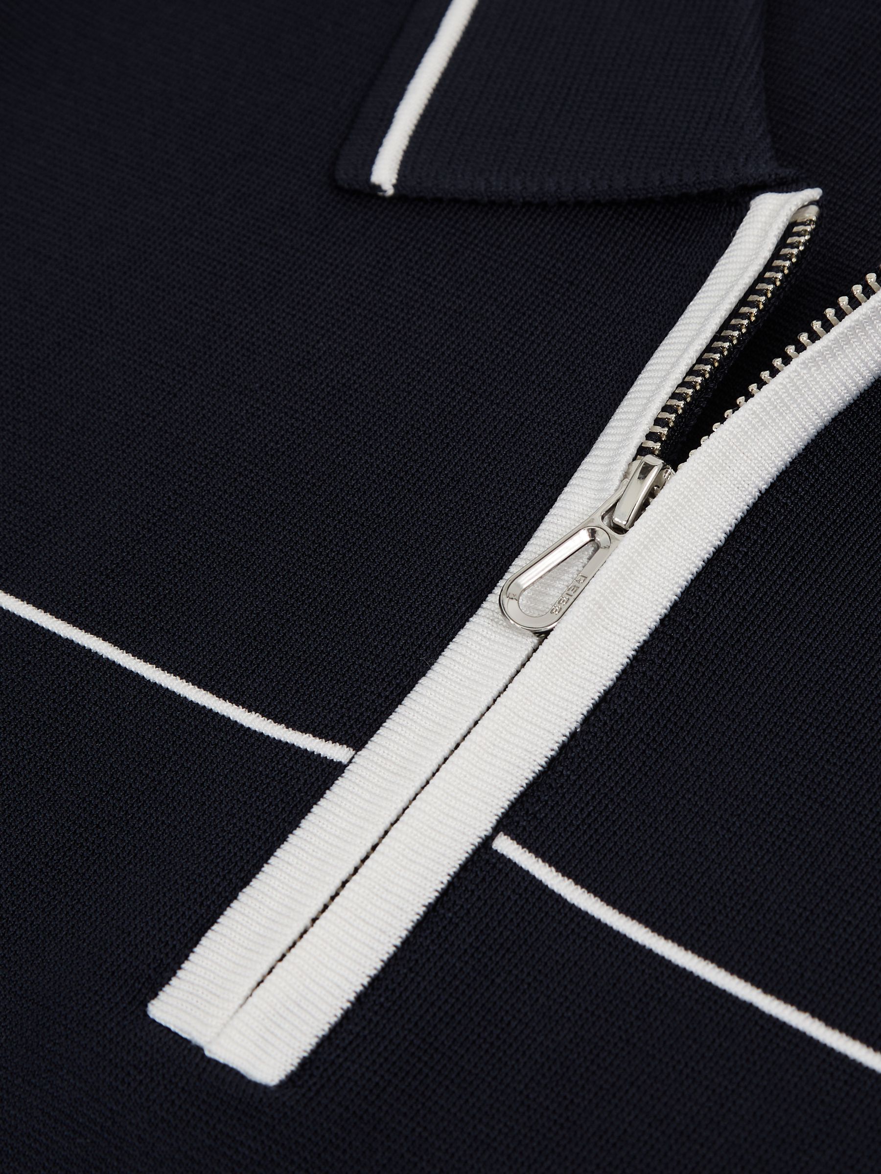Half-Zip Tipped Polo Shirt in Navy/White - Image 6 of 6