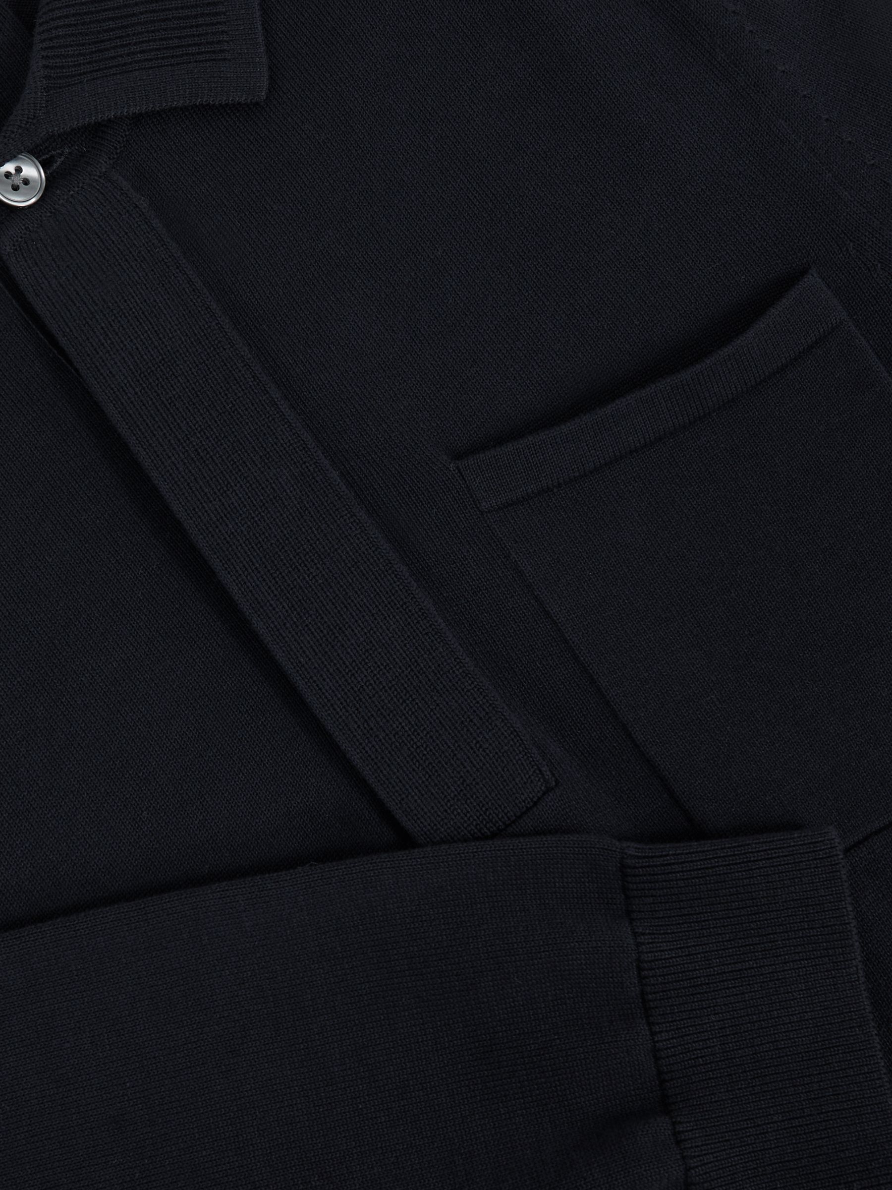 Polo en coton à patte de boutonnage dissimulée, bleu marine - Image 6 de 6