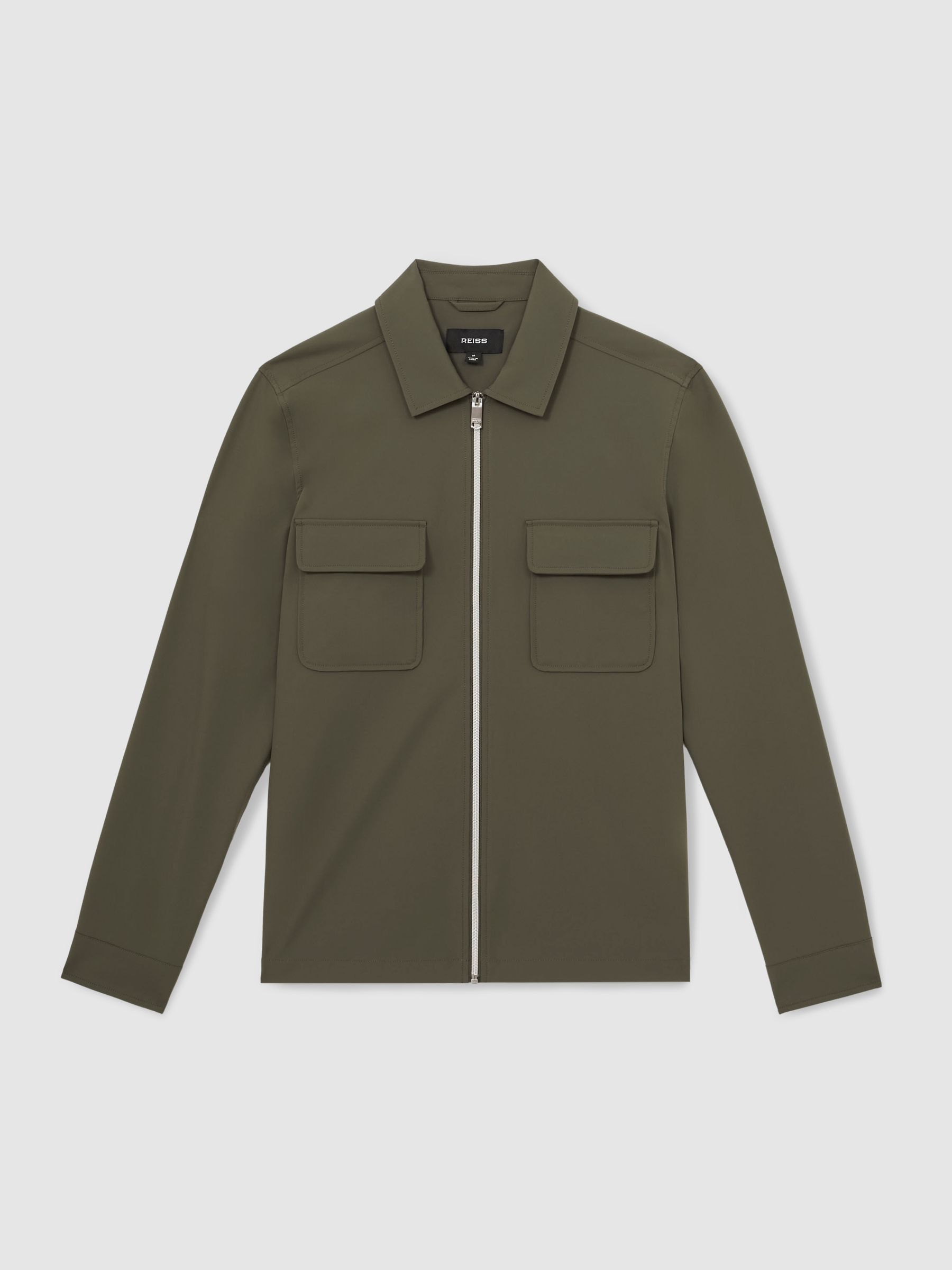 Technical Zip-Through Overshirt in Green - Image 2 of 6