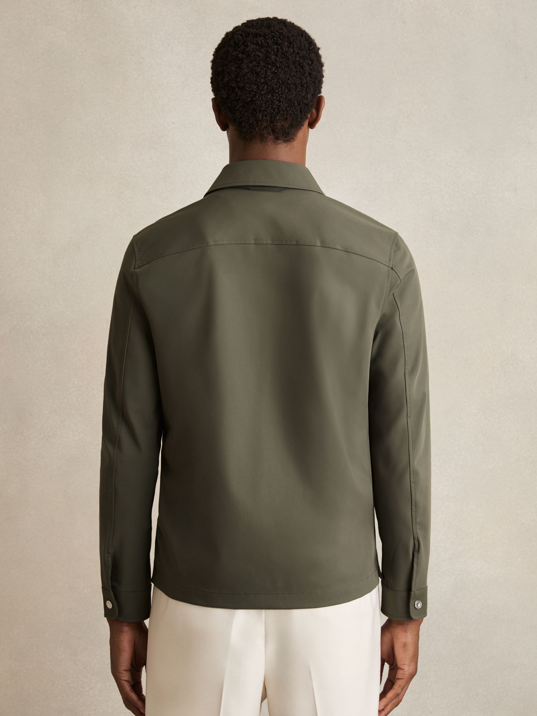 Technical Zip-Through Overshirt in Green - image 4